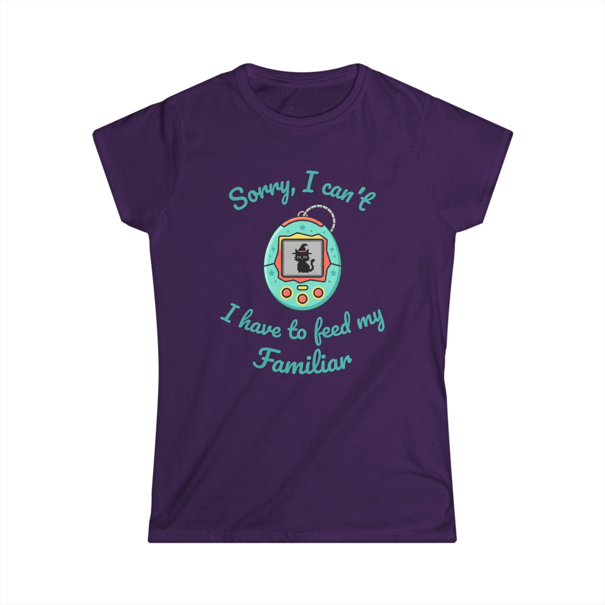 "Sorry I can't, I have to feed my familiar" cute retro virtual pet — Women's Soft Style Tee