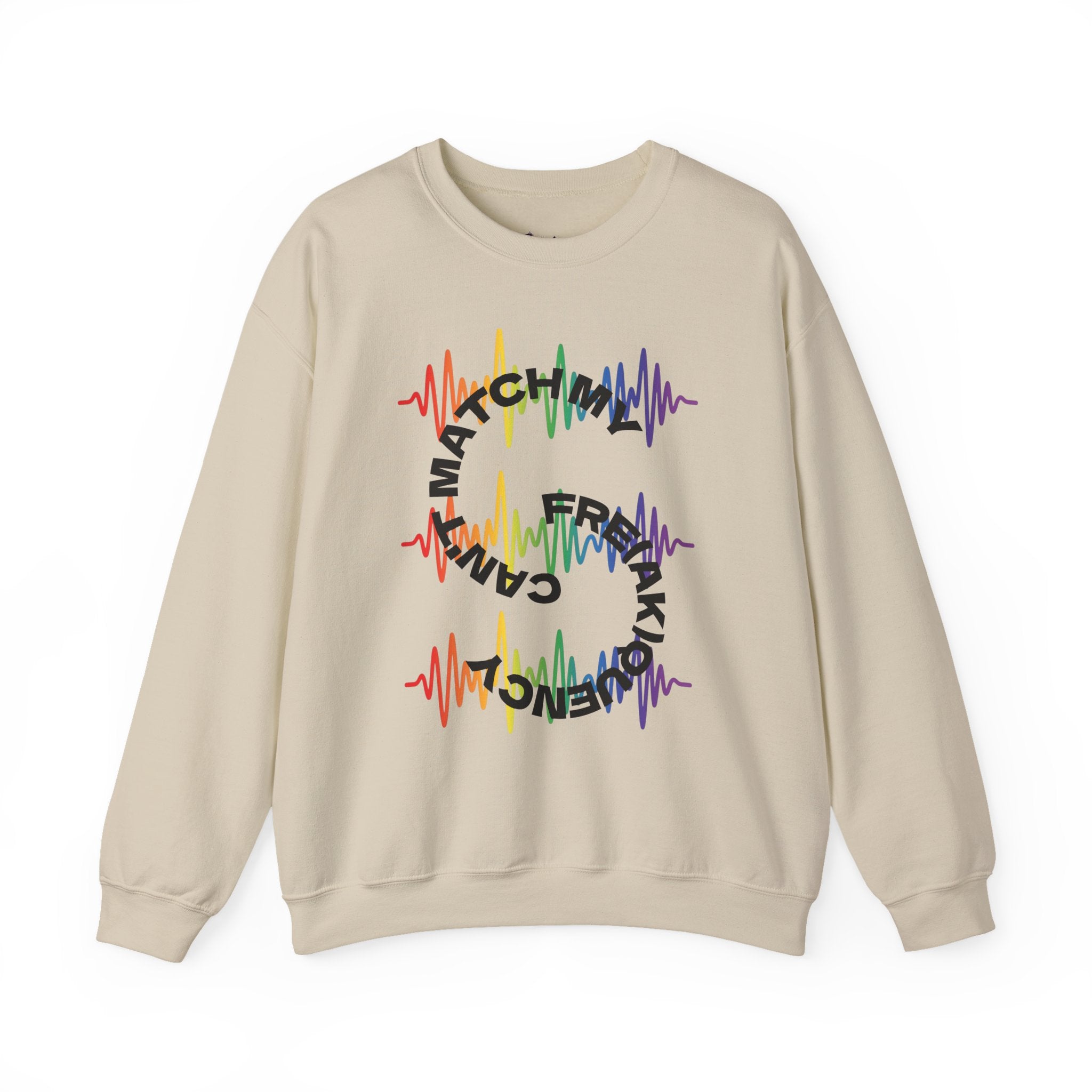 Rainbow Soundwave 'Can't Match  My Fre(ak)quency' Graphic — Crewneck Sweatshirt