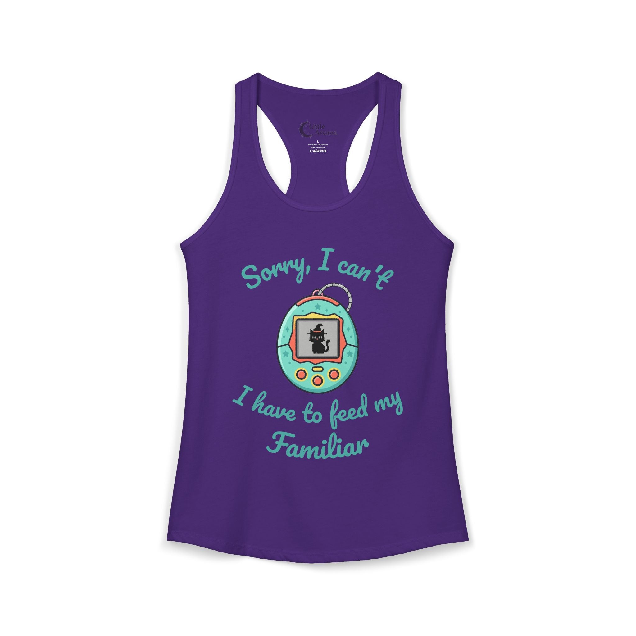 "Sorry I can't, I have to feed my familiar" cute retro virtual pet — Women's Racerback Tank
