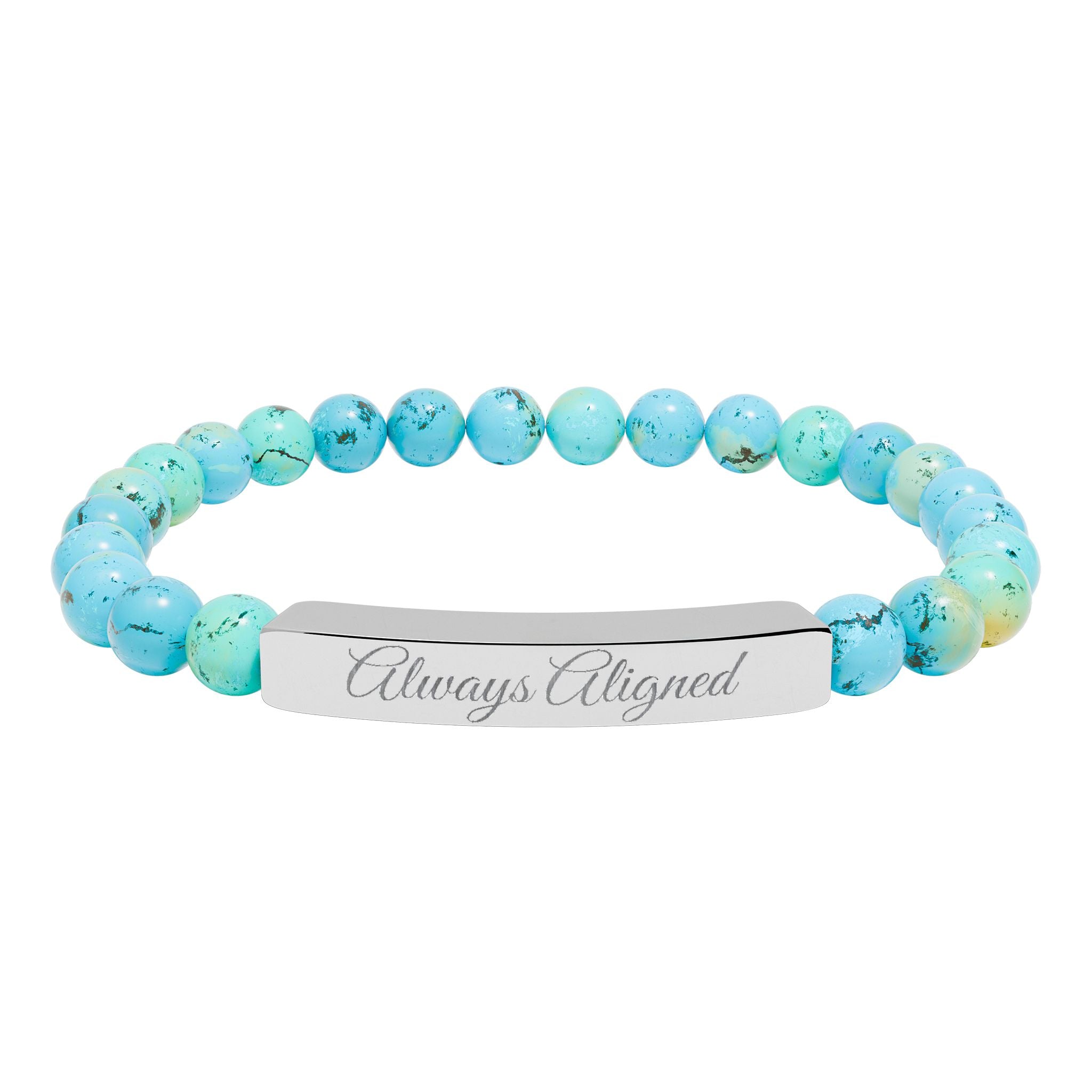 Always Aligned  —Engraved Natural Stone Stretch Bar Affirmation Bracelet