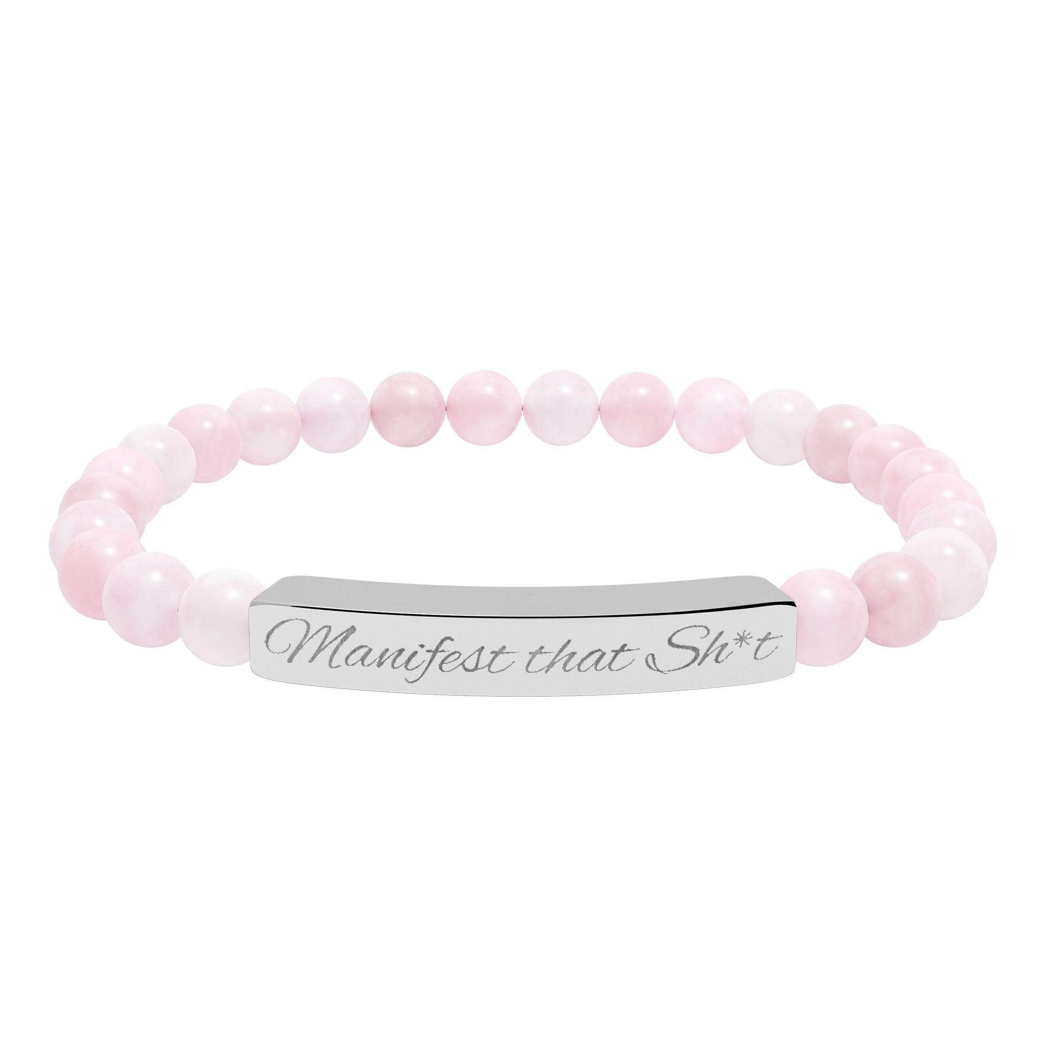 Manifest that Sh*t  —Engraved Natural Stone Stretch Bar Affirmation Bracelet