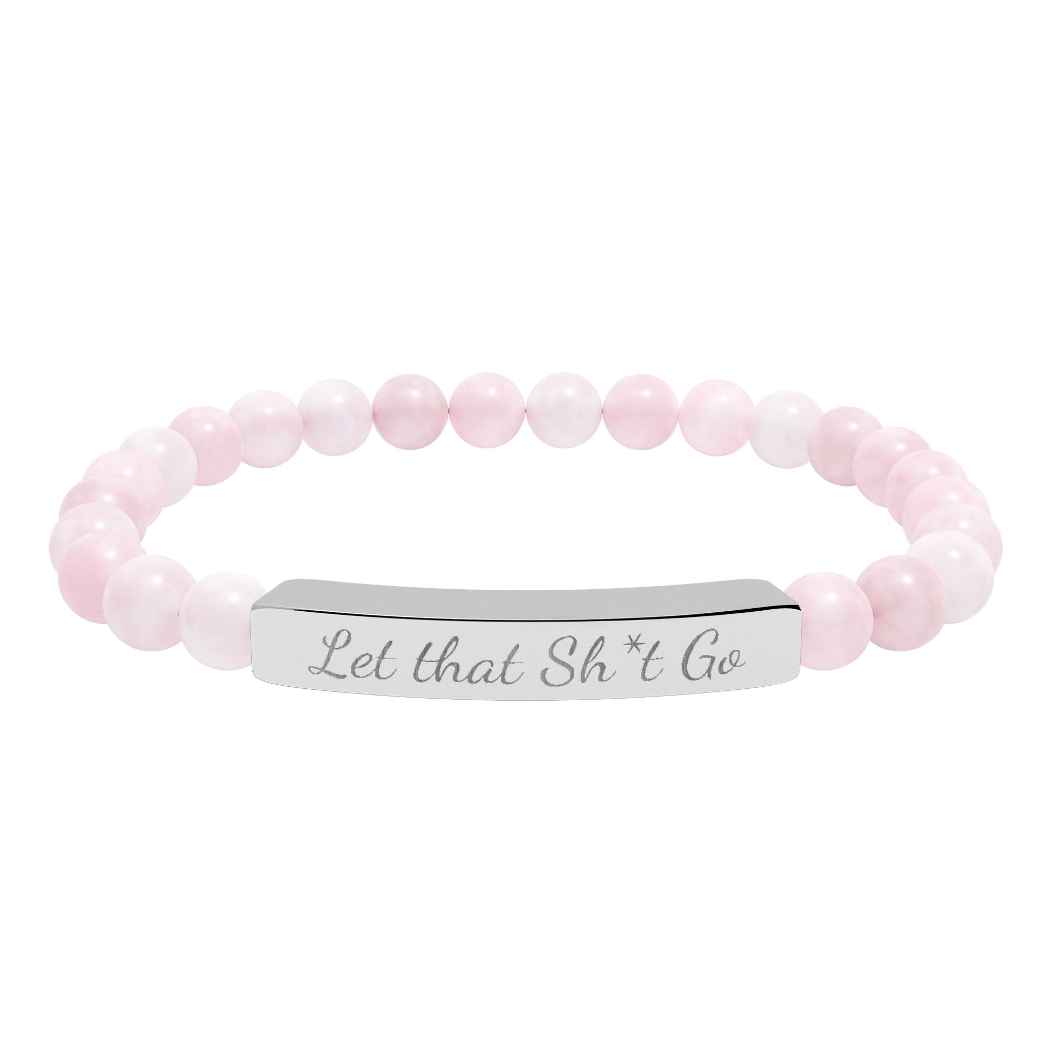Let that Sh*t Go  —Engraved Natural Stone Stretch Bar Affirmation Bracelet