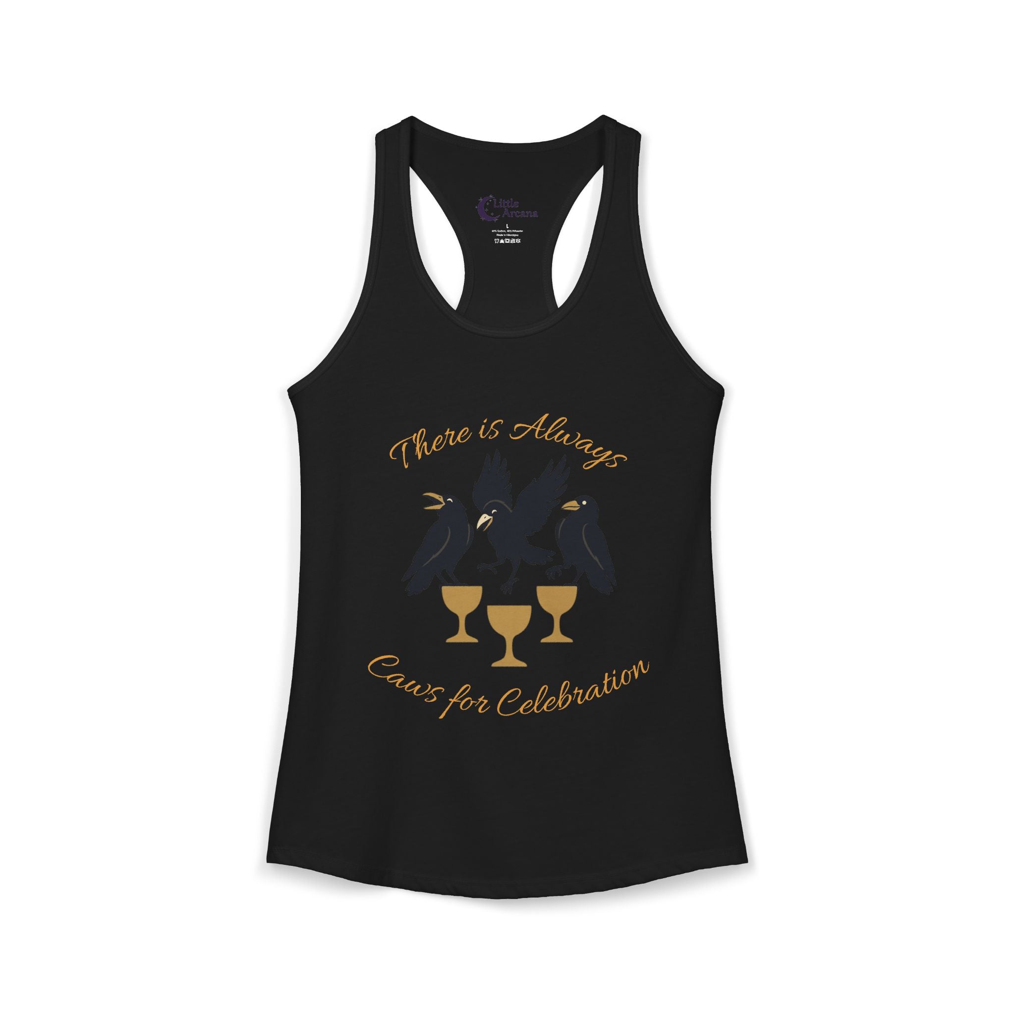 Raven Gathering Women's Racerback Tank — "There Is Always Caws for Celebration"