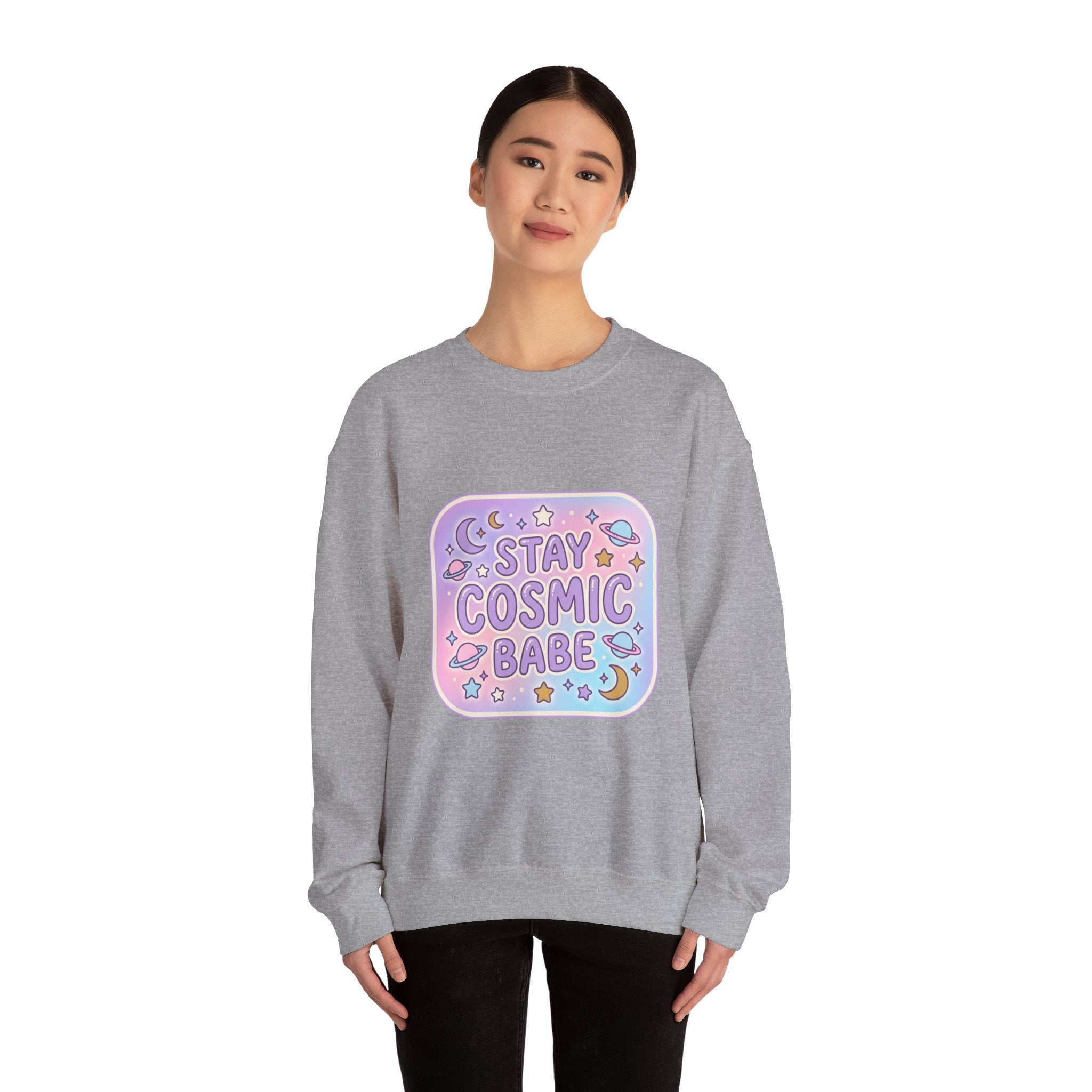 Stay Cosmic Babe Sweatshirt — Pastel Space Crewneck for Women & Teens