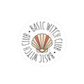 "BASIC WITCH CLUB" Kiss-Cut Vinyl Decal — Sea Shell Emblem