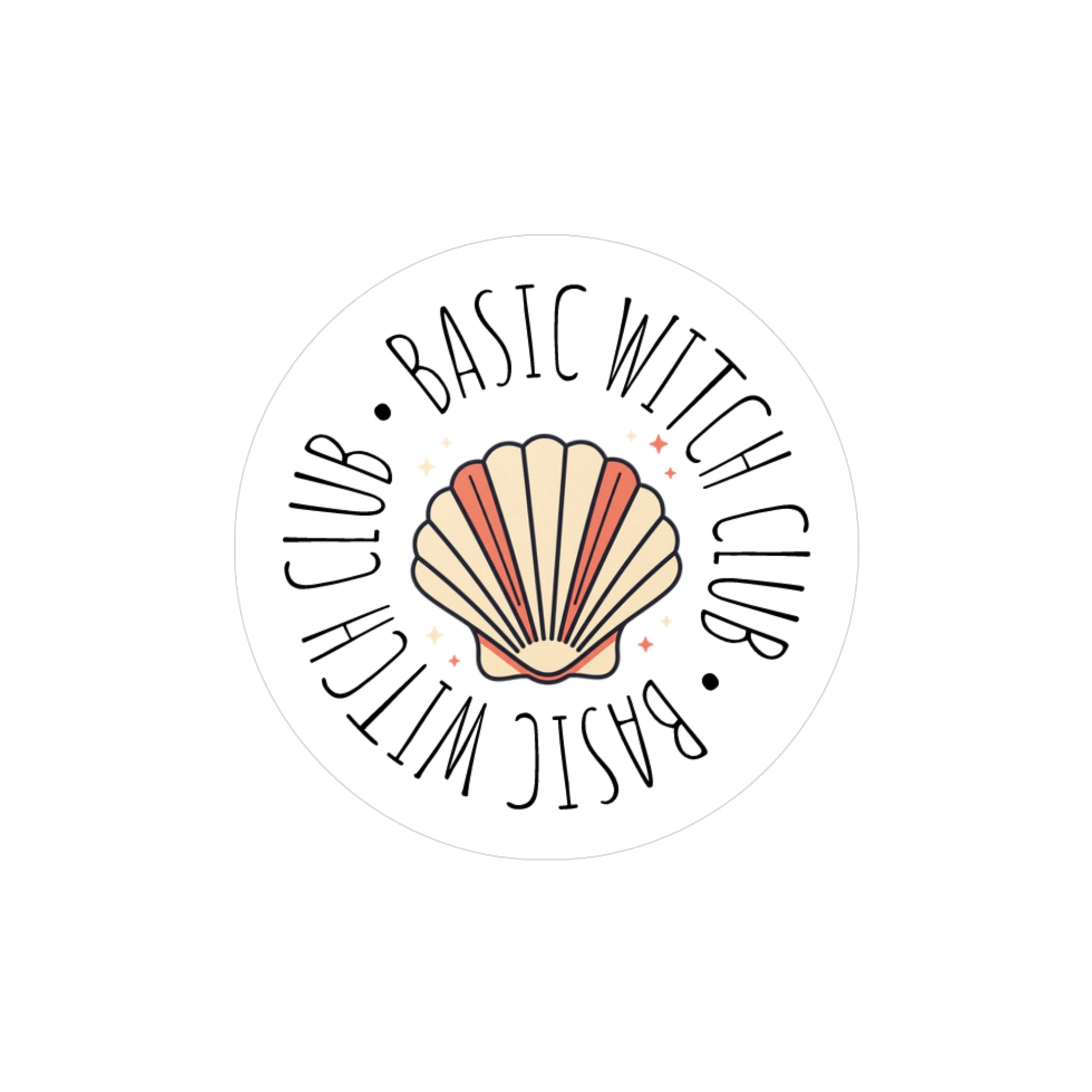 "BASIC WITCH CLUB" Kiss-Cut Vinyl Decal — Sea Shell Emblem
