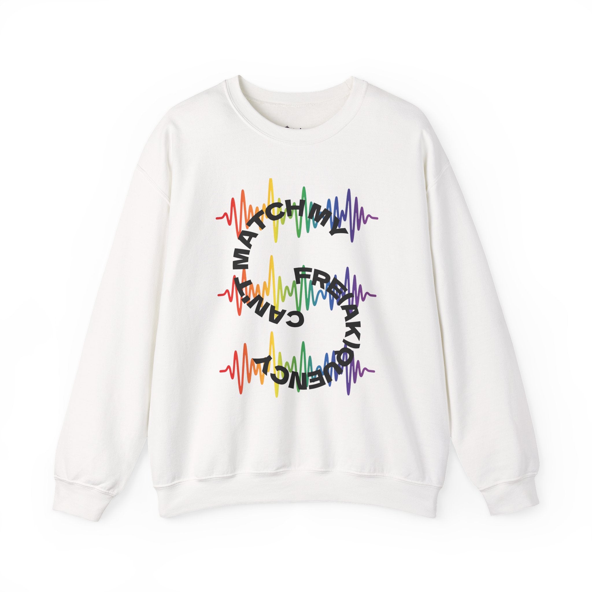 Rainbow Soundwave 'Can't Match  My Fre(ak)quency' Graphic — Crewneck Sweatshirt
