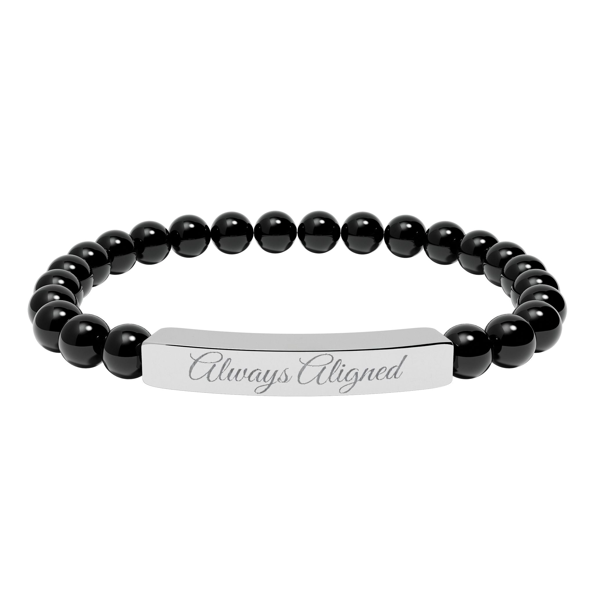 Always Aligned  —Engraved Natural Stone Stretch Bar Affirmation Bracelet