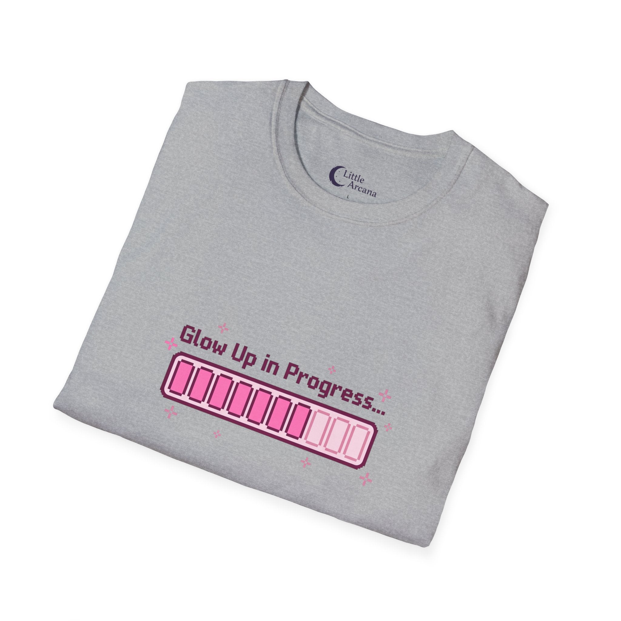 "Glow Up In Progress" Pink Loading Bar — Unisex T-Shirt
