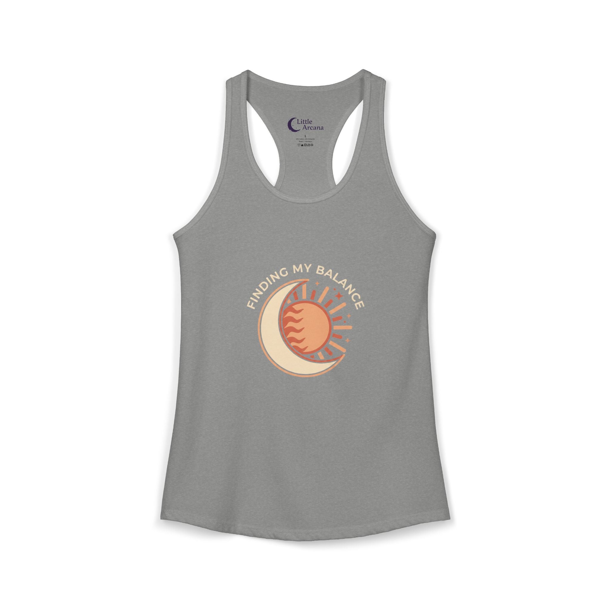 Sun & Moon Minimalist Women's Racerback Tank - "Finding my Balance"