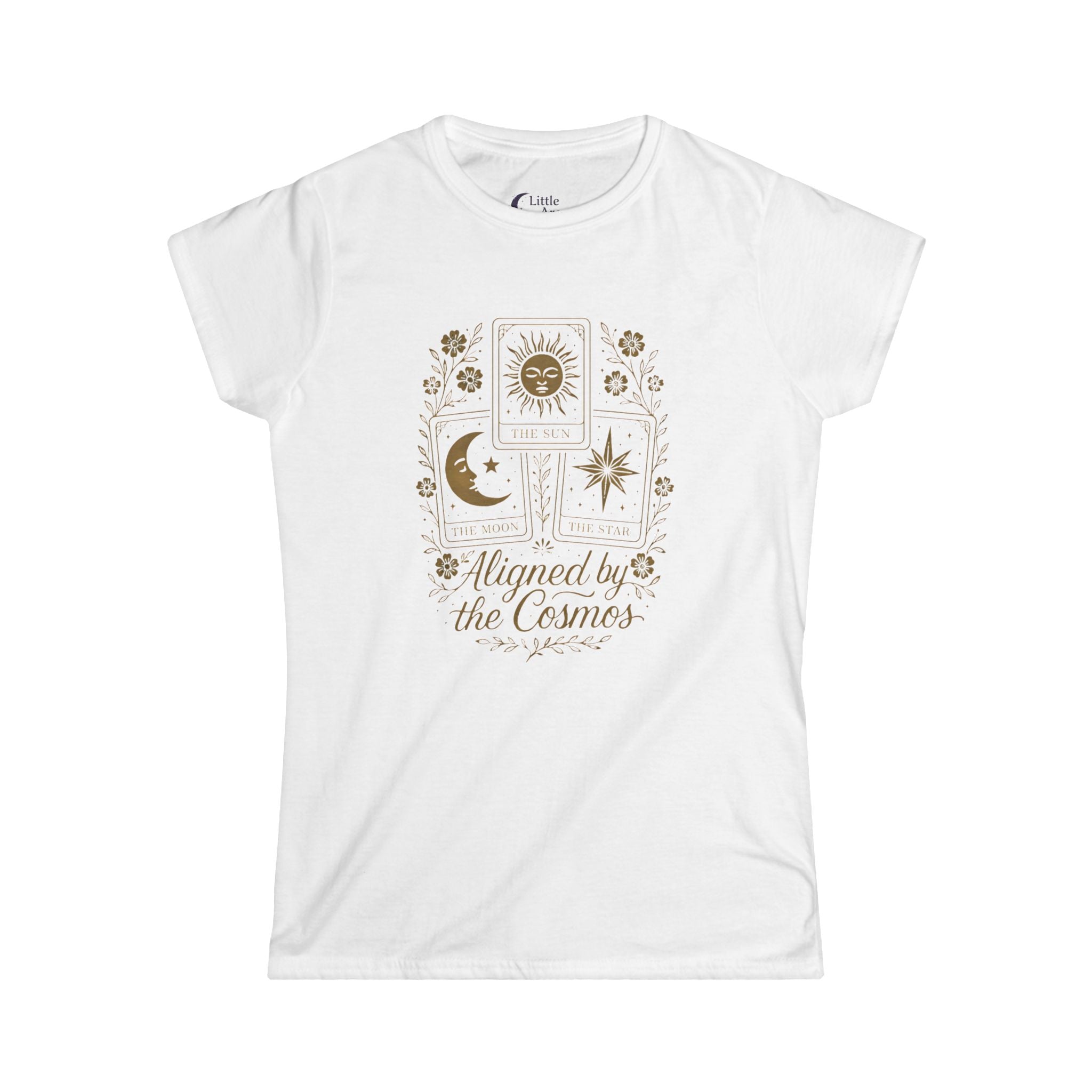 Aligned by the Cosmos Women's Tee — Celestial Sun, Moon & Stars Graphic