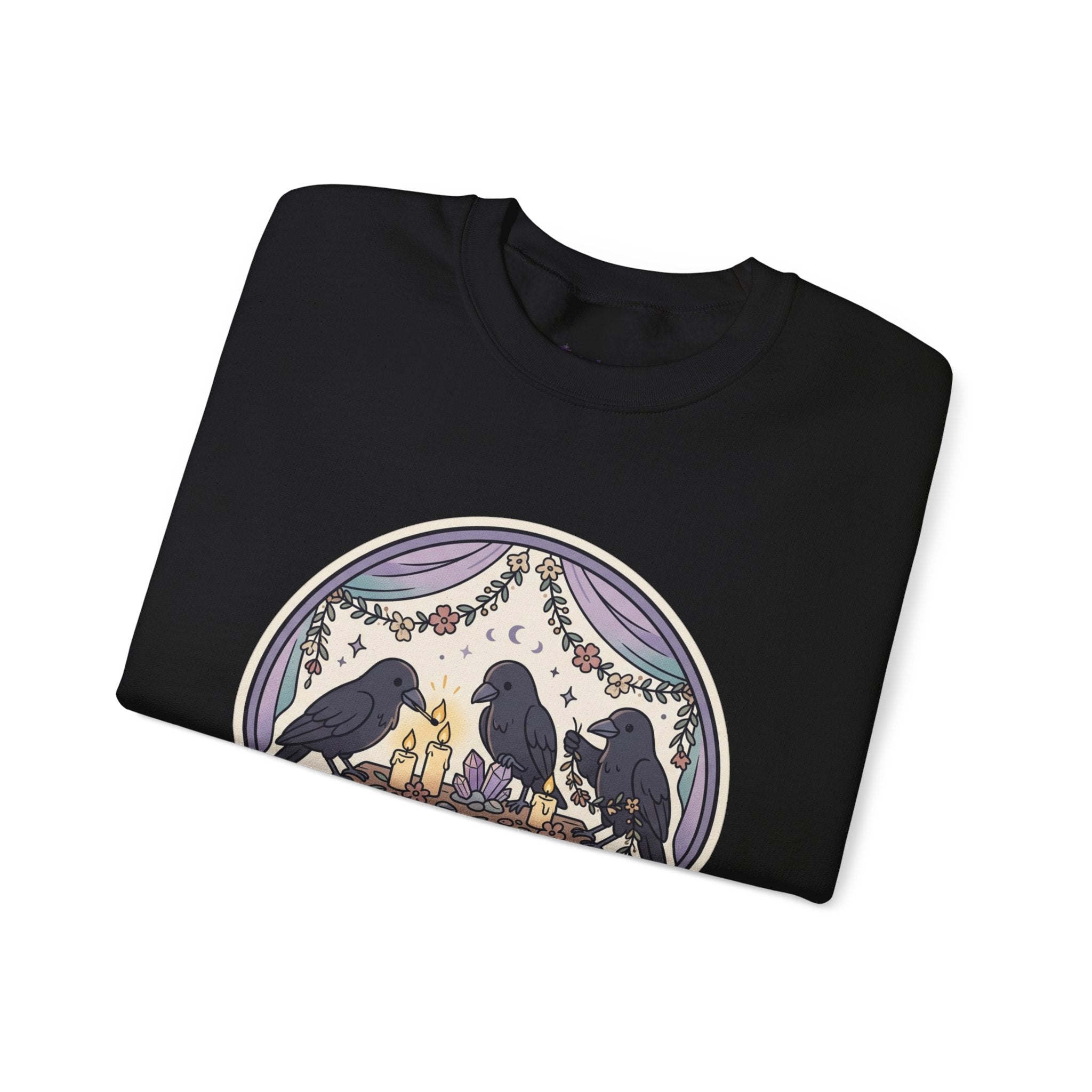 Crewneck Sweatshirt — 'There Is Always Caws for Celebration' Raven Party Graphic