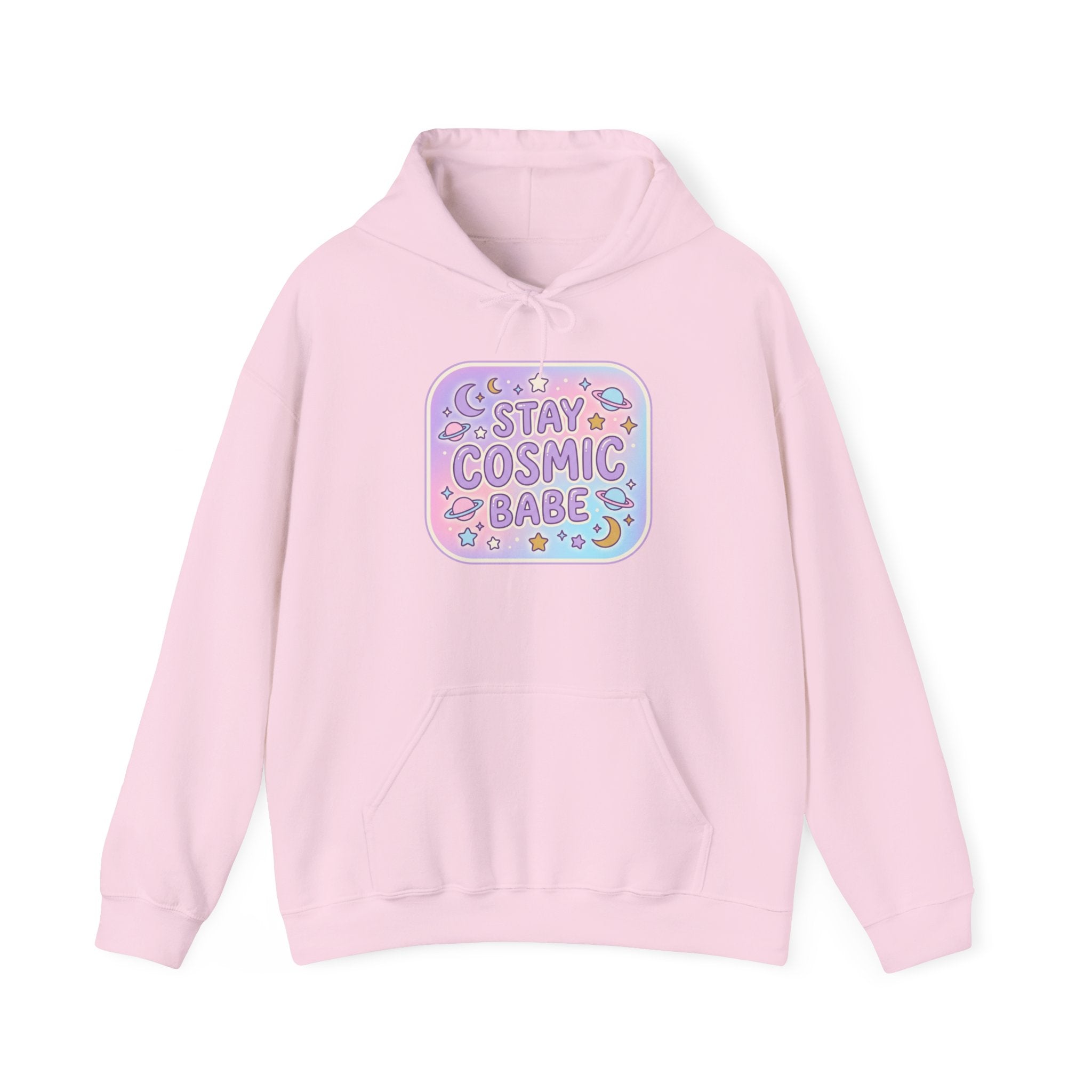 Hoodie — "Stay Cosmic Babe" Pastel Space Graphic Hoodie