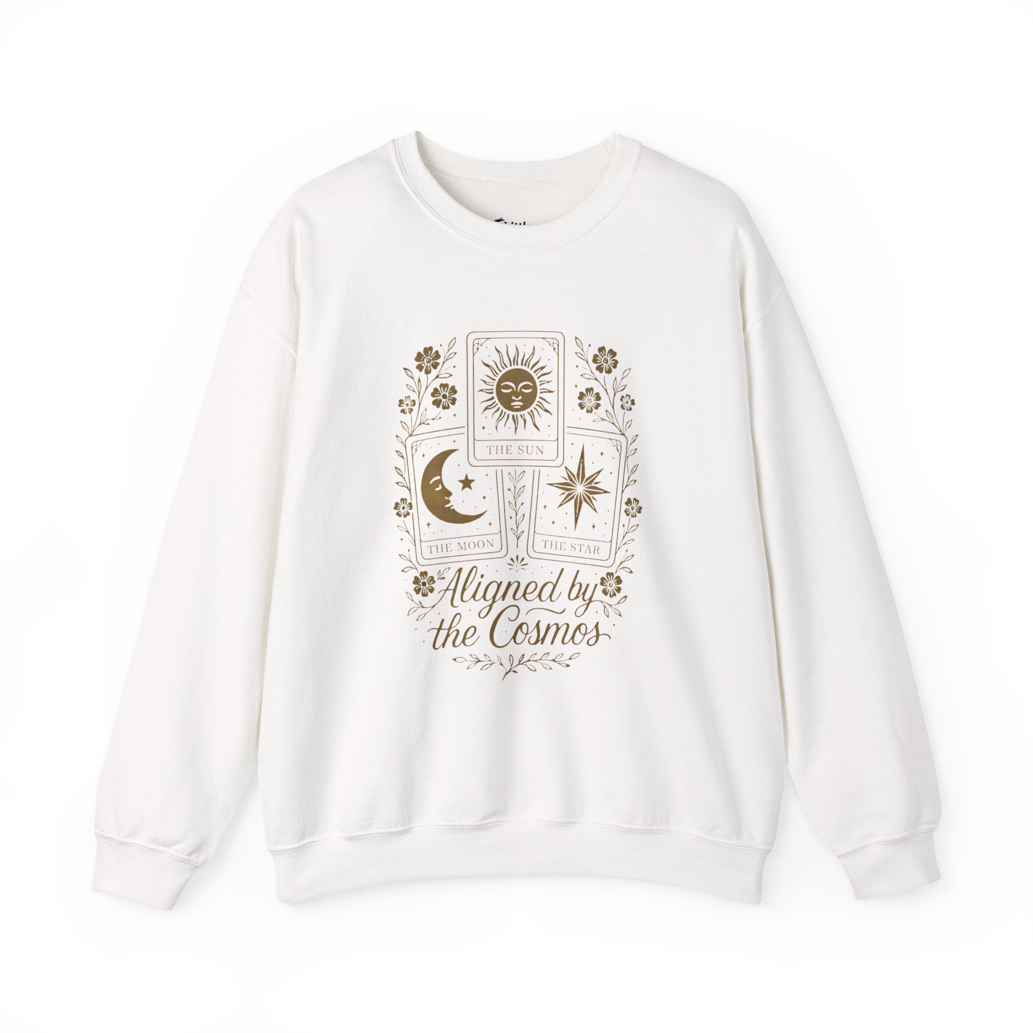 Aligned by the Cosmos Crewneck Sweatshirt — Celestial Moon & Sun Graphic