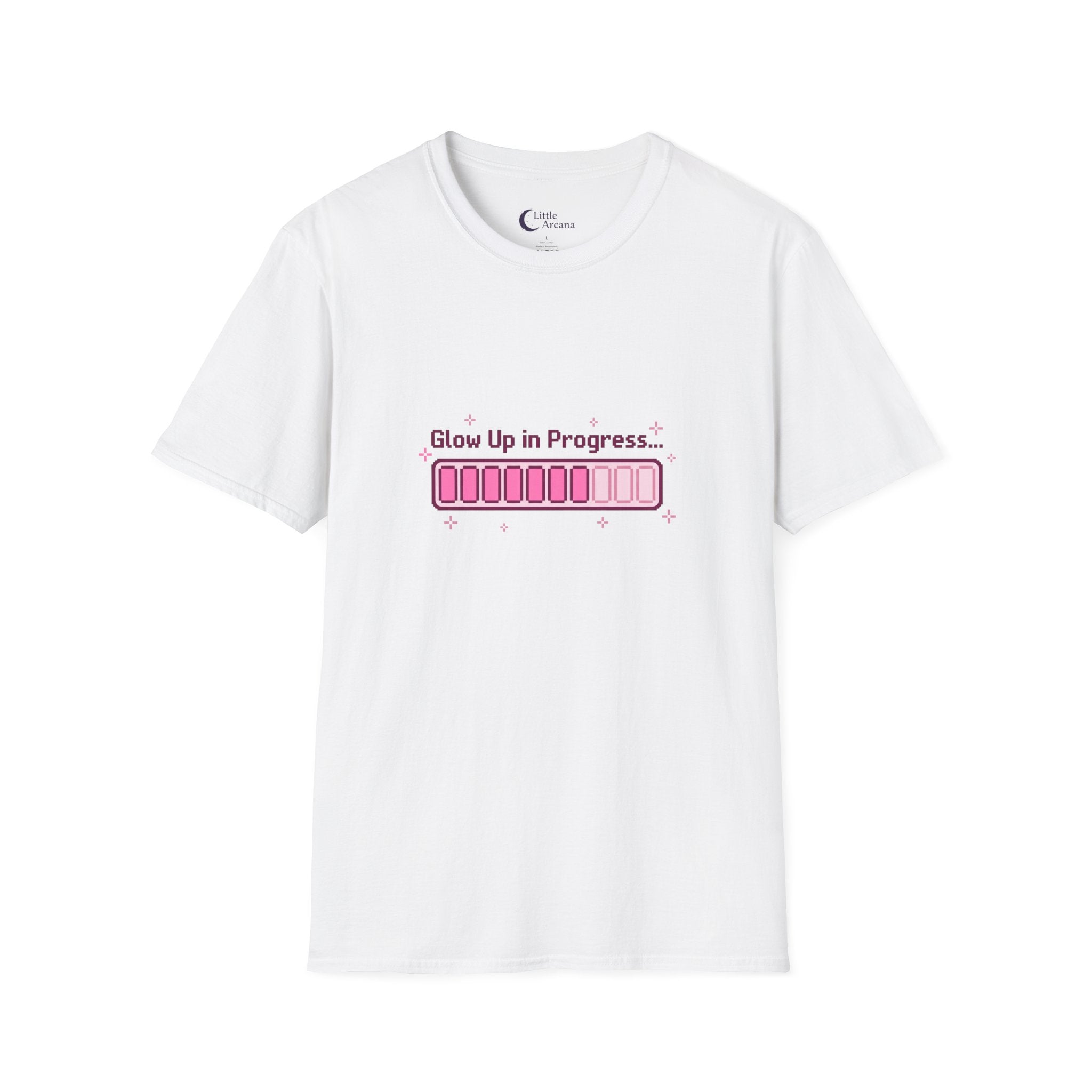 "Glow Up In Progress" Pink Loading Bar — Unisex T-Shirt