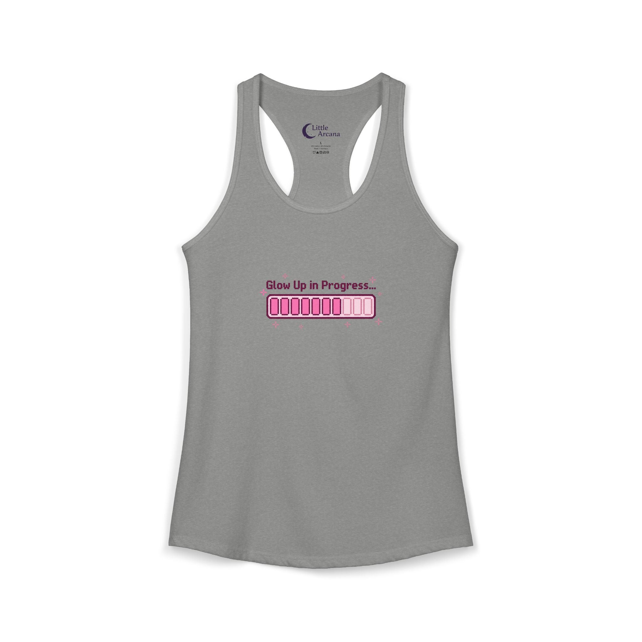 "Glow Up in Progress" Pink Loading Bar — Women's Ideal Racerback Tank