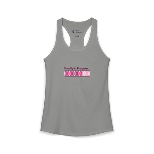 "Glow Up in Progress" Pink Loading Bar — Women's Ideal Racerback Tank