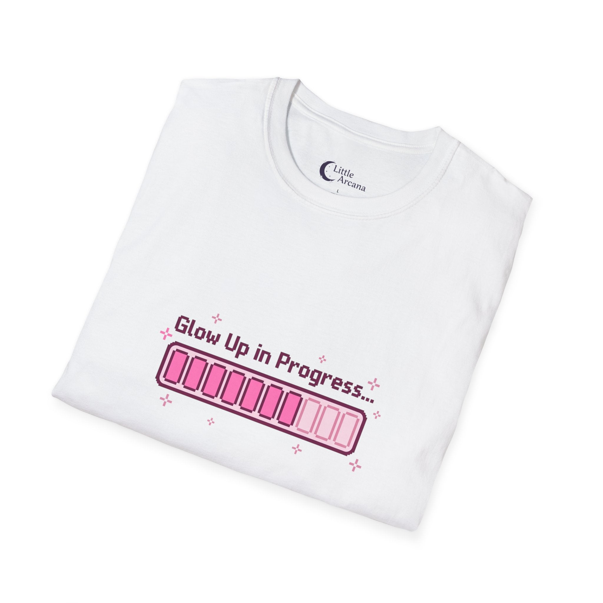 "Glow Up In Progress" Pink Loading Bar — Unisex T-Shirt