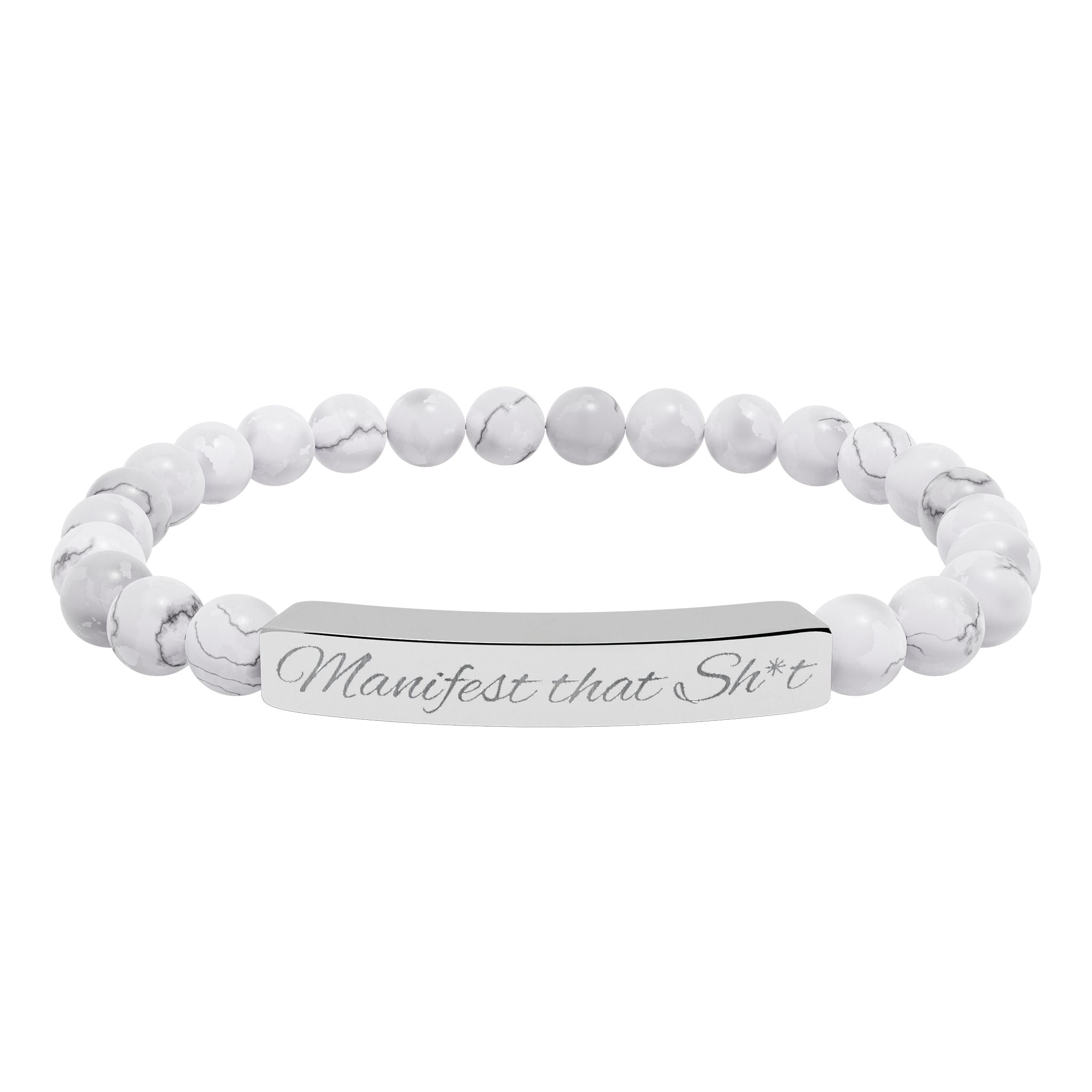 Manifest that Sh*t  —Engraved Natural Stone Stretch Bar Affirmation Bracelet