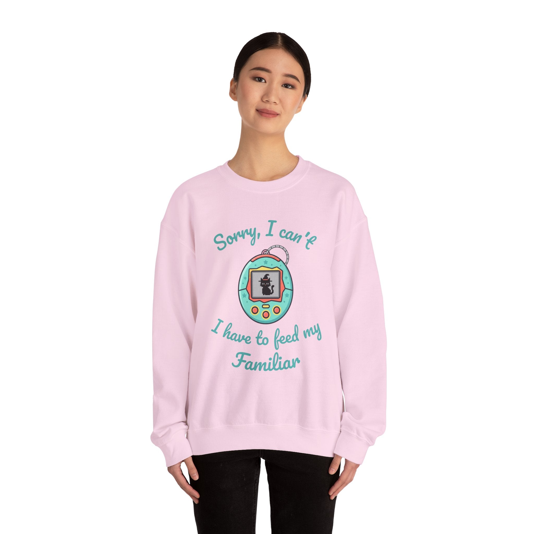 "Sorry I can't, I have to feed my familiar" cute retro virtual pet — Crewneck Sweatshirt