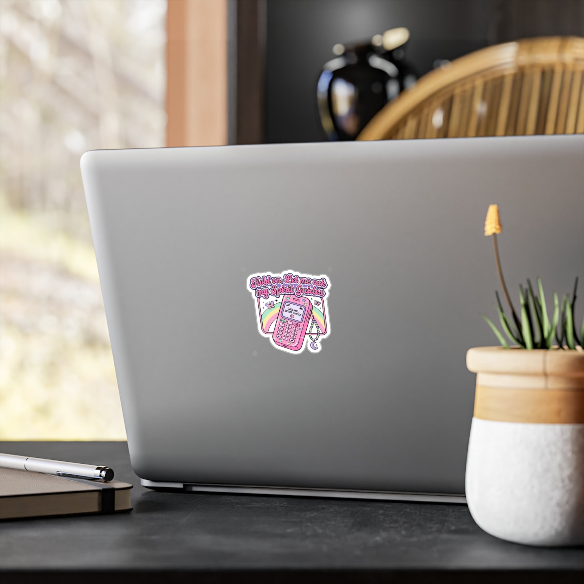 Kiss-Cut Vinyl Decal — “Hold on, Let me ask my Spirit Guides” Phone Sticker