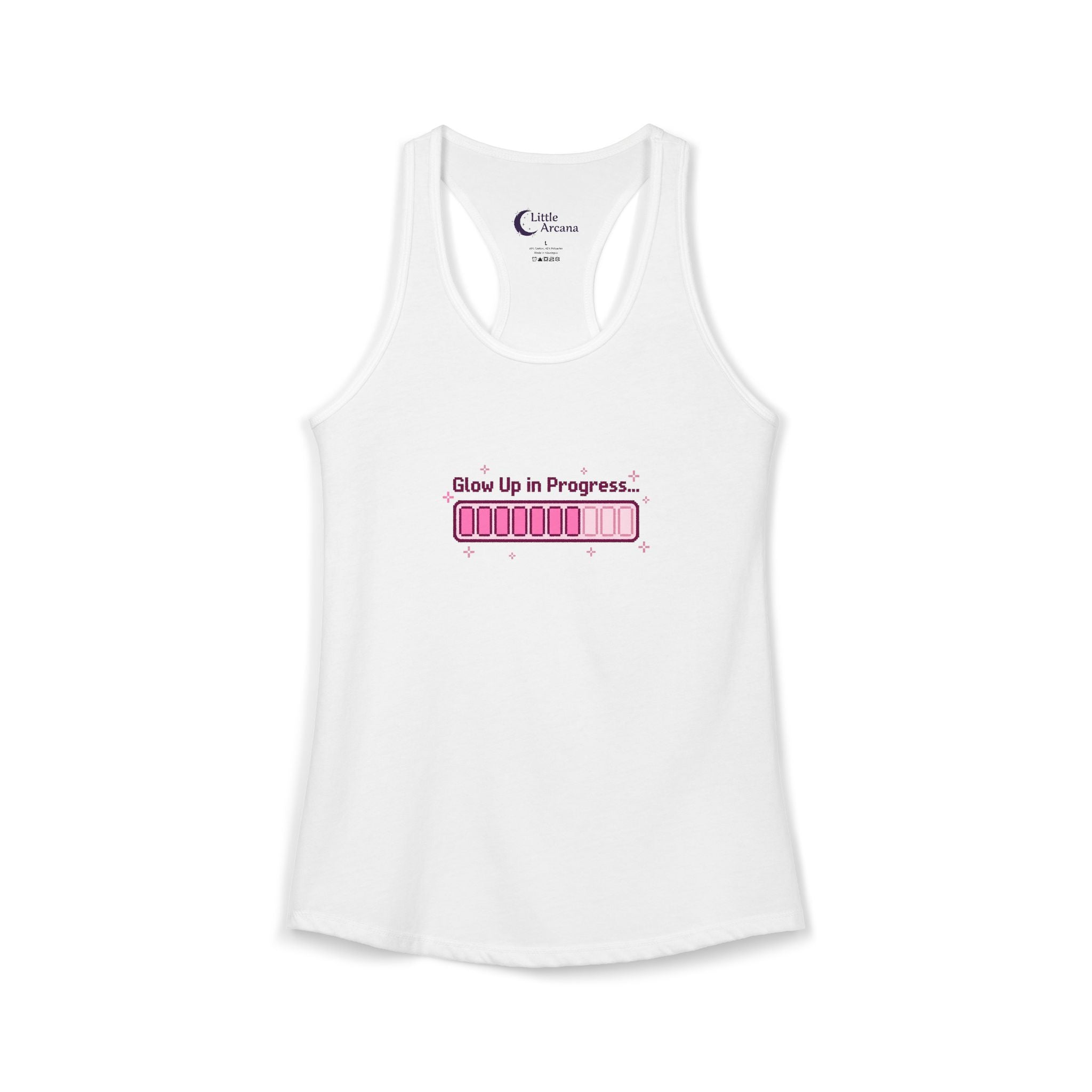 "Glow Up in Progress" Pink Loading Bar — Women's Ideal Racerback Tank