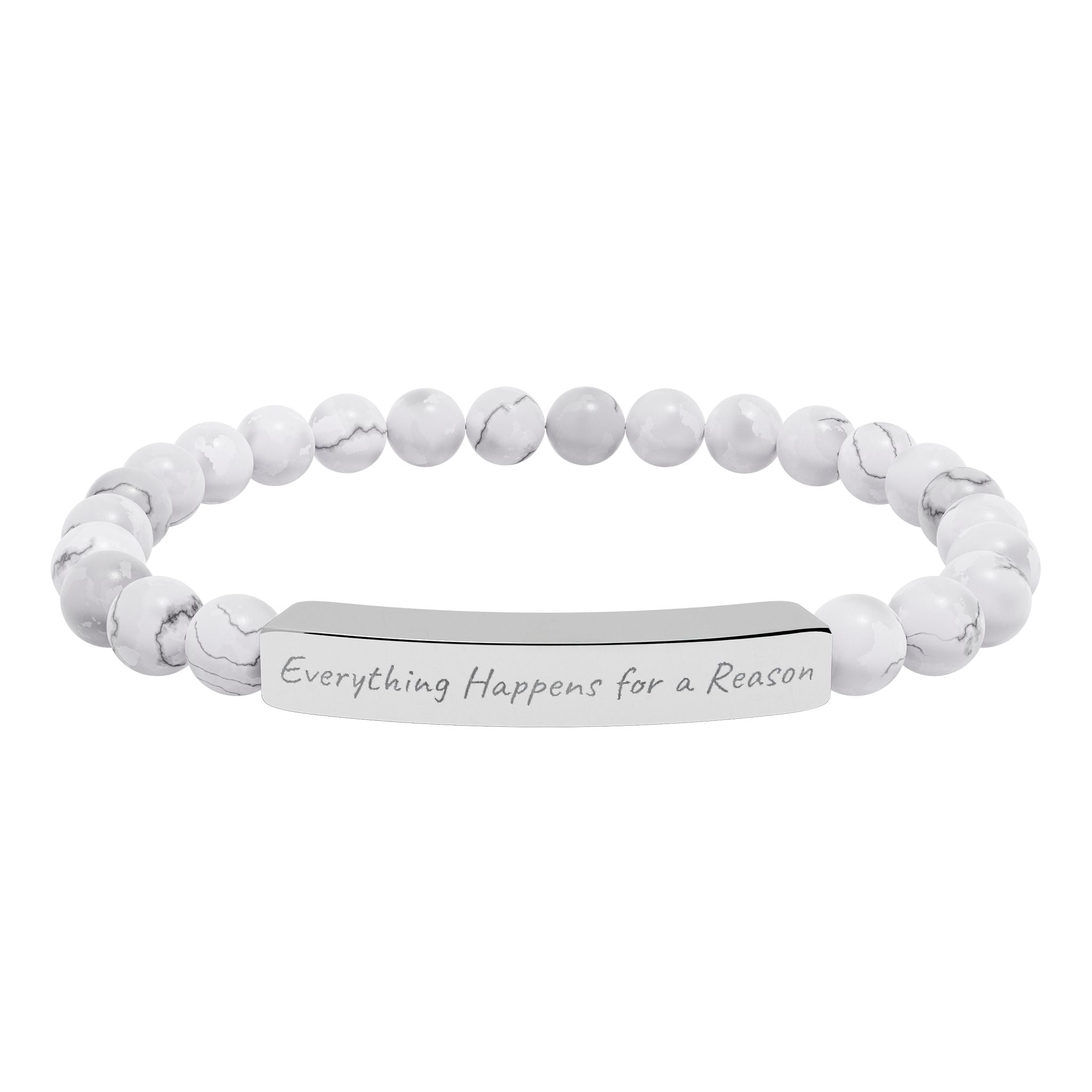 Everything Happens for a Reason —Engraved Natural Stone Stretch Bar Affirmation Bracelet