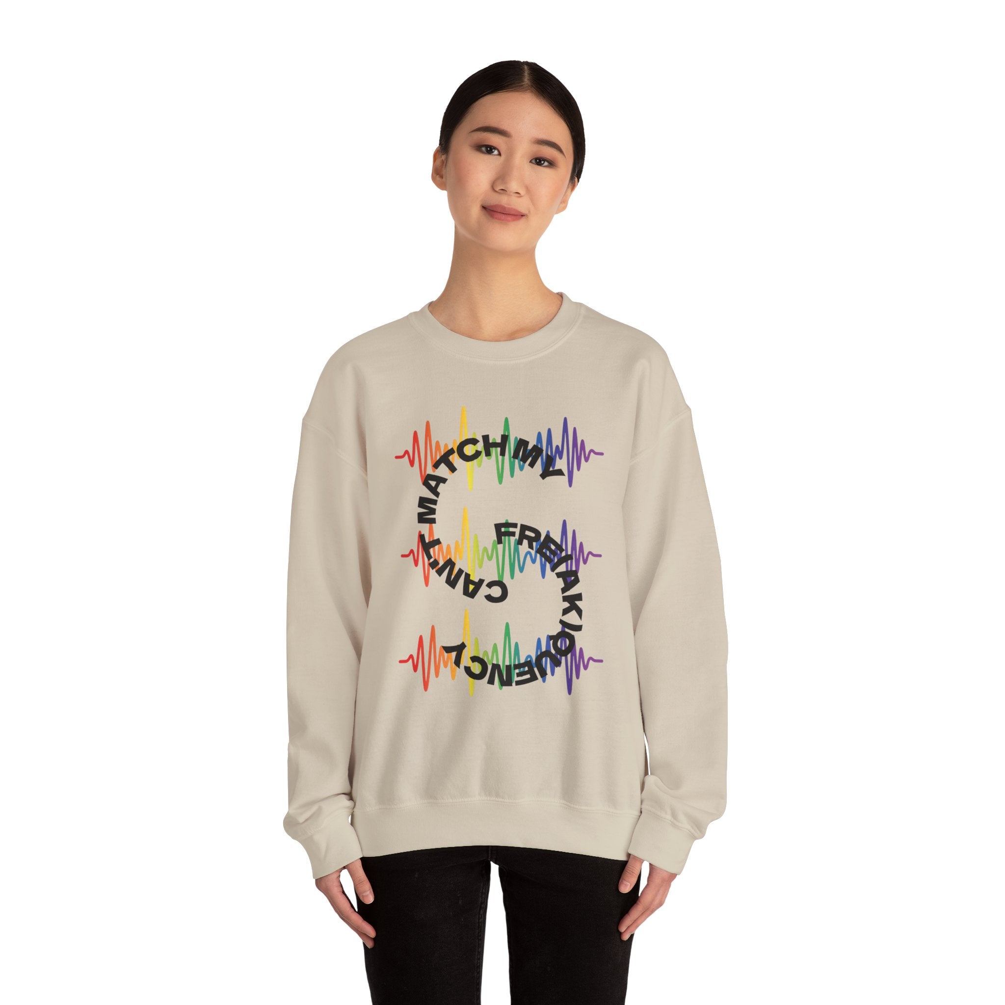 Rainbow Soundwave 'Can't Match  My Fre(ak)quency' Graphic — Crewneck Sweatshirt
