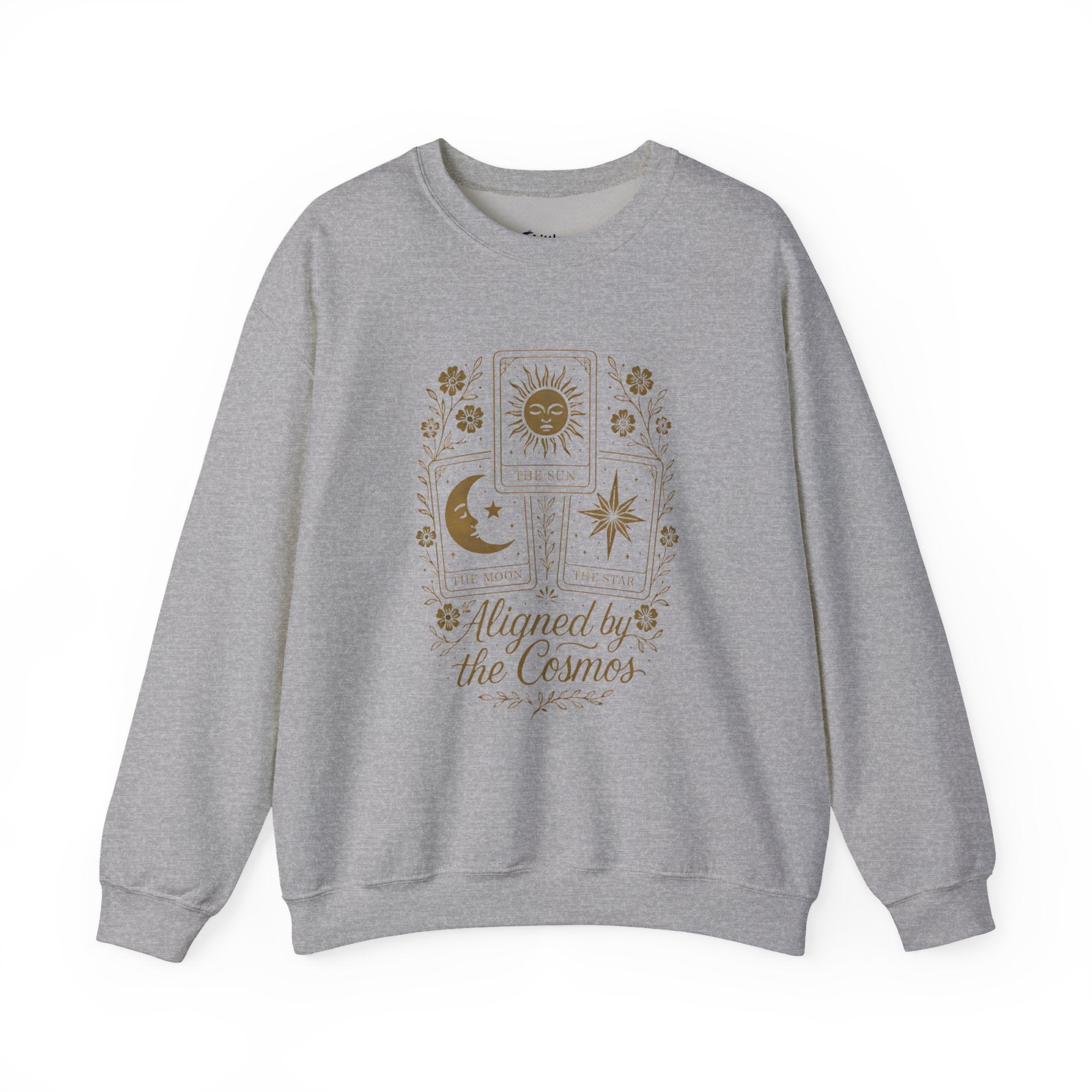Aligned by the Cosmos Crewneck Sweatshirt — Celestial Moon & Sun Graphic