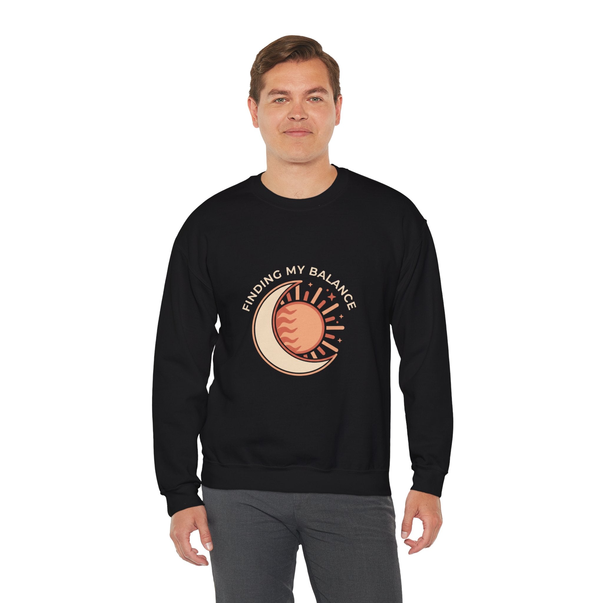 Sun & Moon Minimalist Crewneck Sweatshirt — "Finding my Balance"