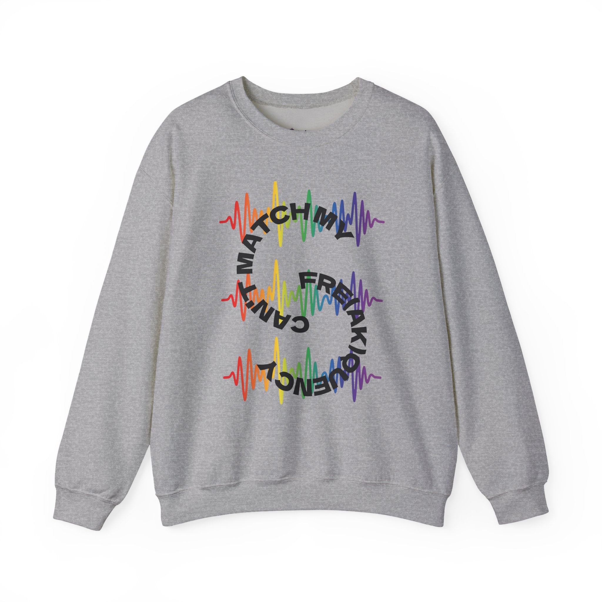 Rainbow Soundwave 'Can't Match  My Fre(ak)quency' Graphic — Crewneck Sweatshirt