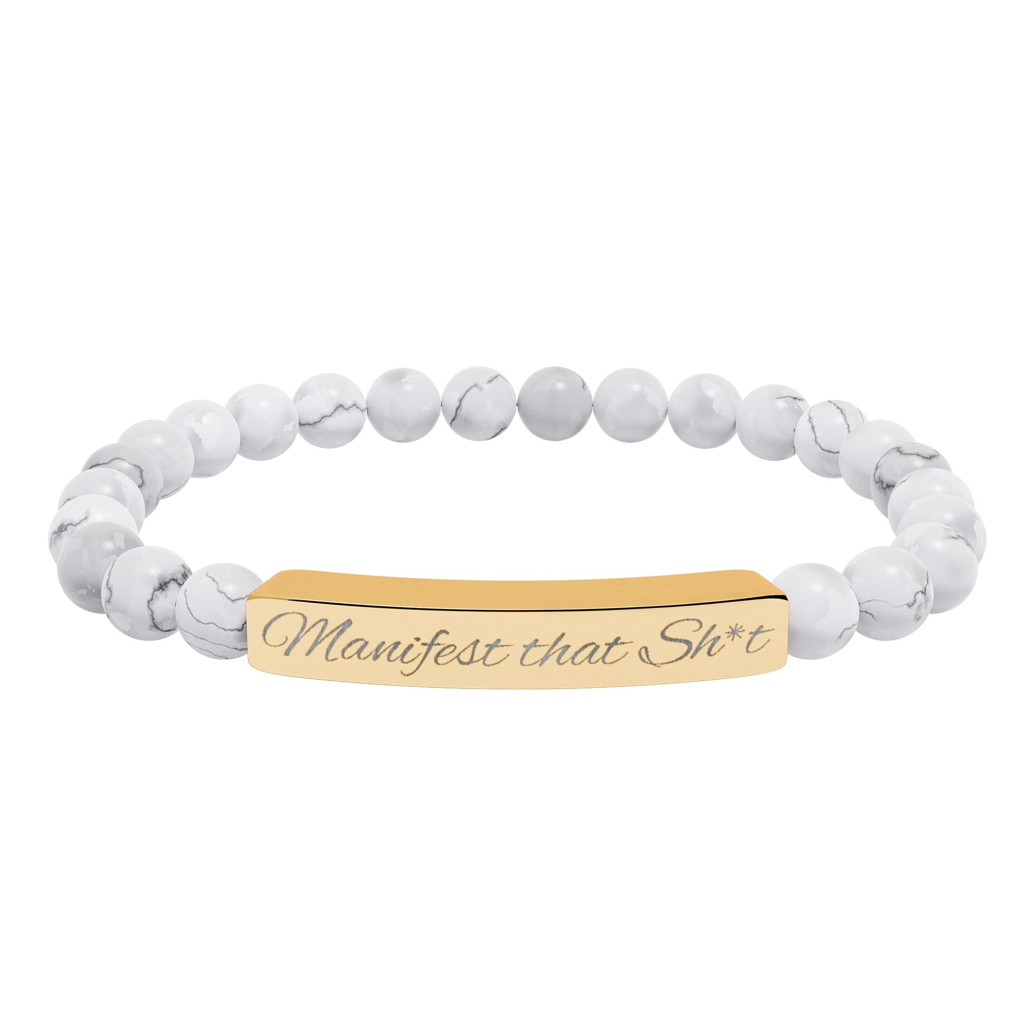 Manifest that Sh*t  —Engraved Natural Stone Stretch Bar Affirmation Bracelet