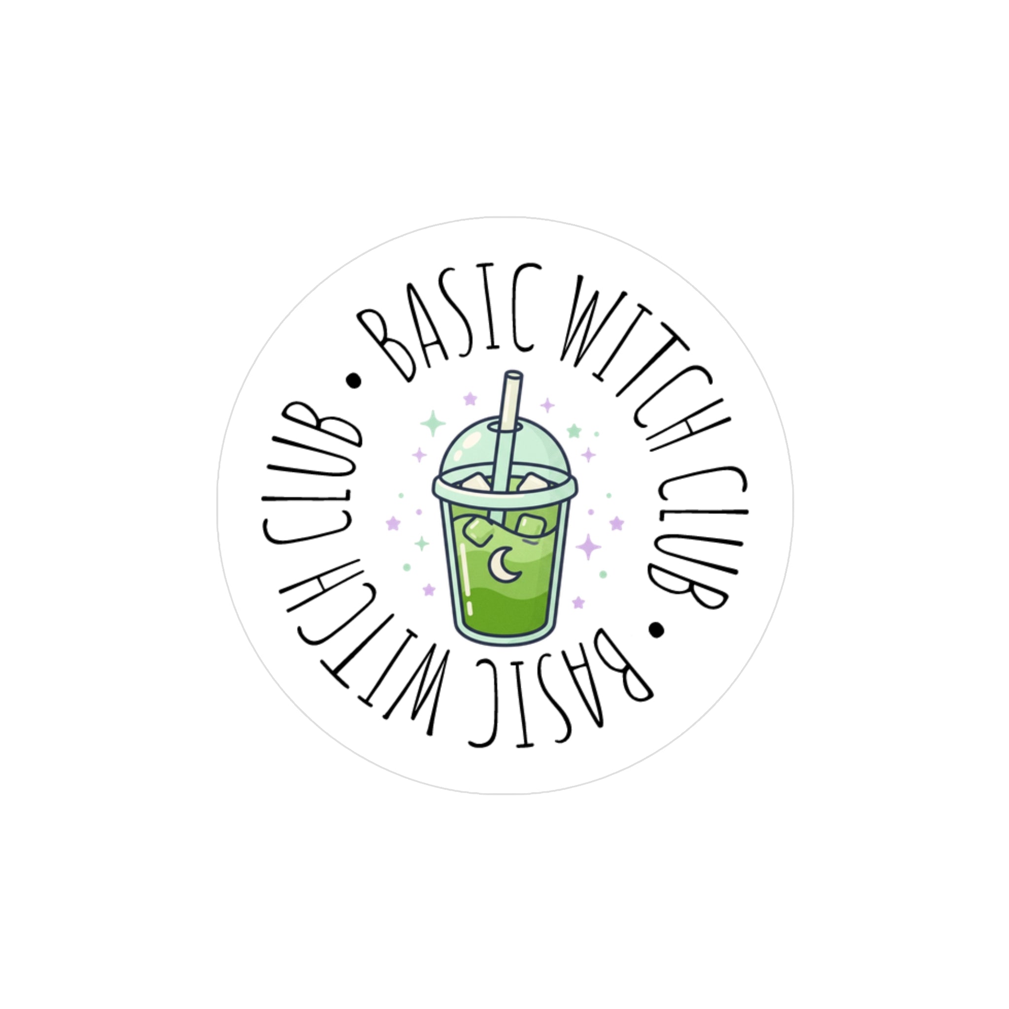 "BASIC WITCH CLUB" Kiss-Cut Vinyl Decal — Matcha Emblem