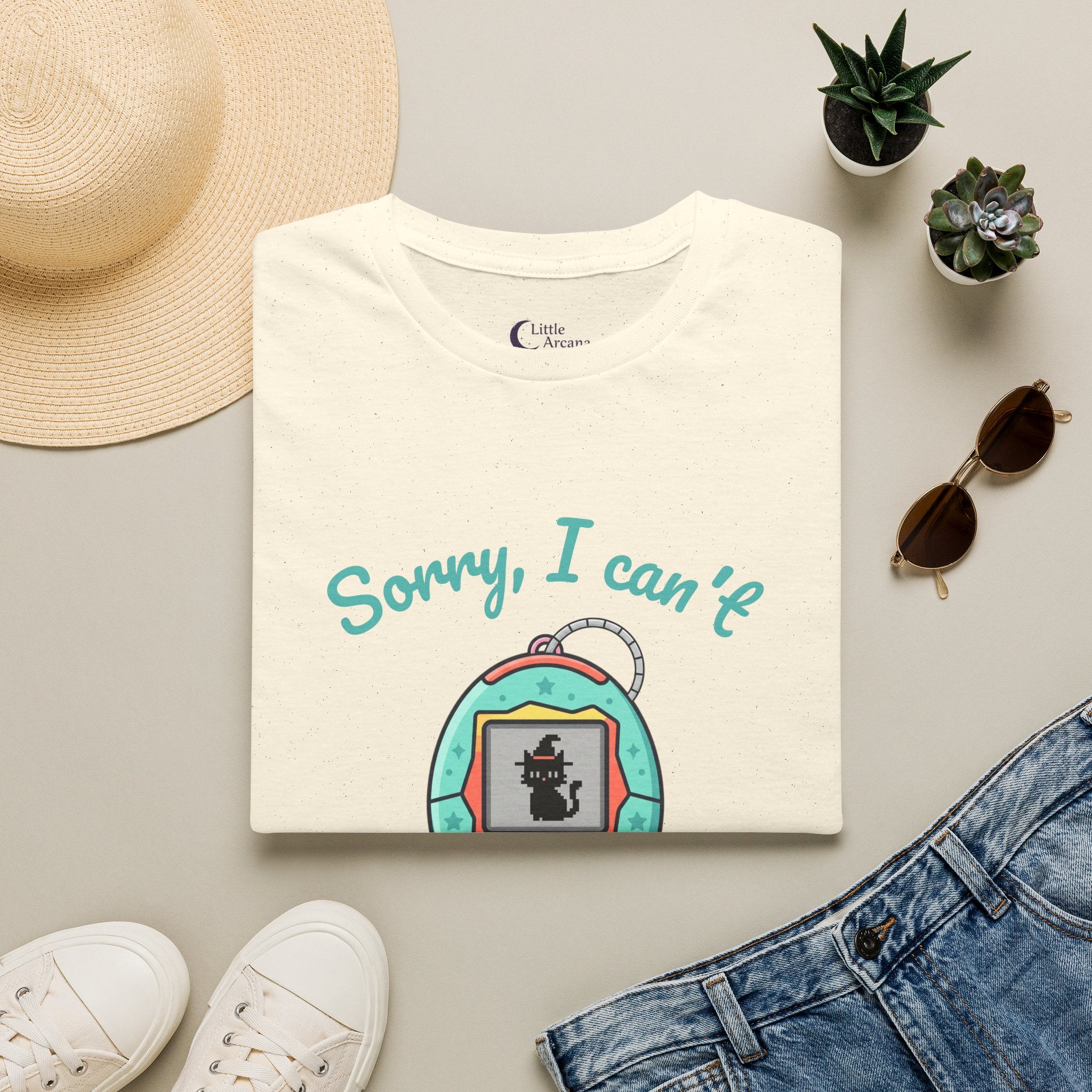 “Sorry, I Can’t I Have to Feed My Familiar” Cute Retro Virtual Pet — Unisex T-Shirt