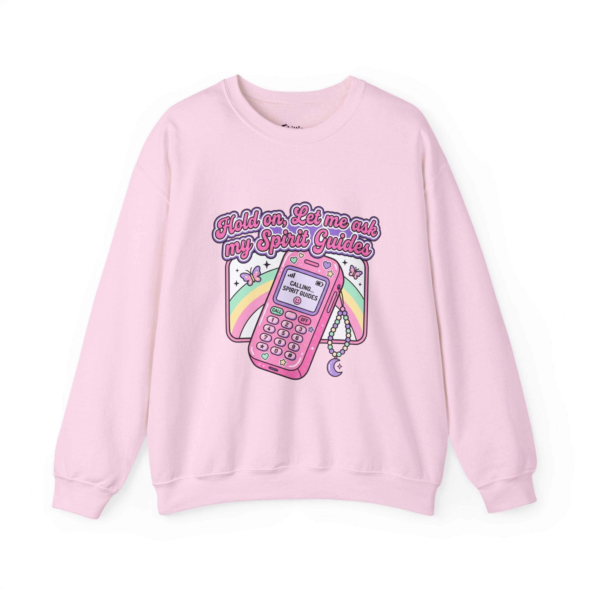 "Hold on, Let me ask my Spirit Guides" Retro Cell Phone Graphic —Crewneck Sweatshirt