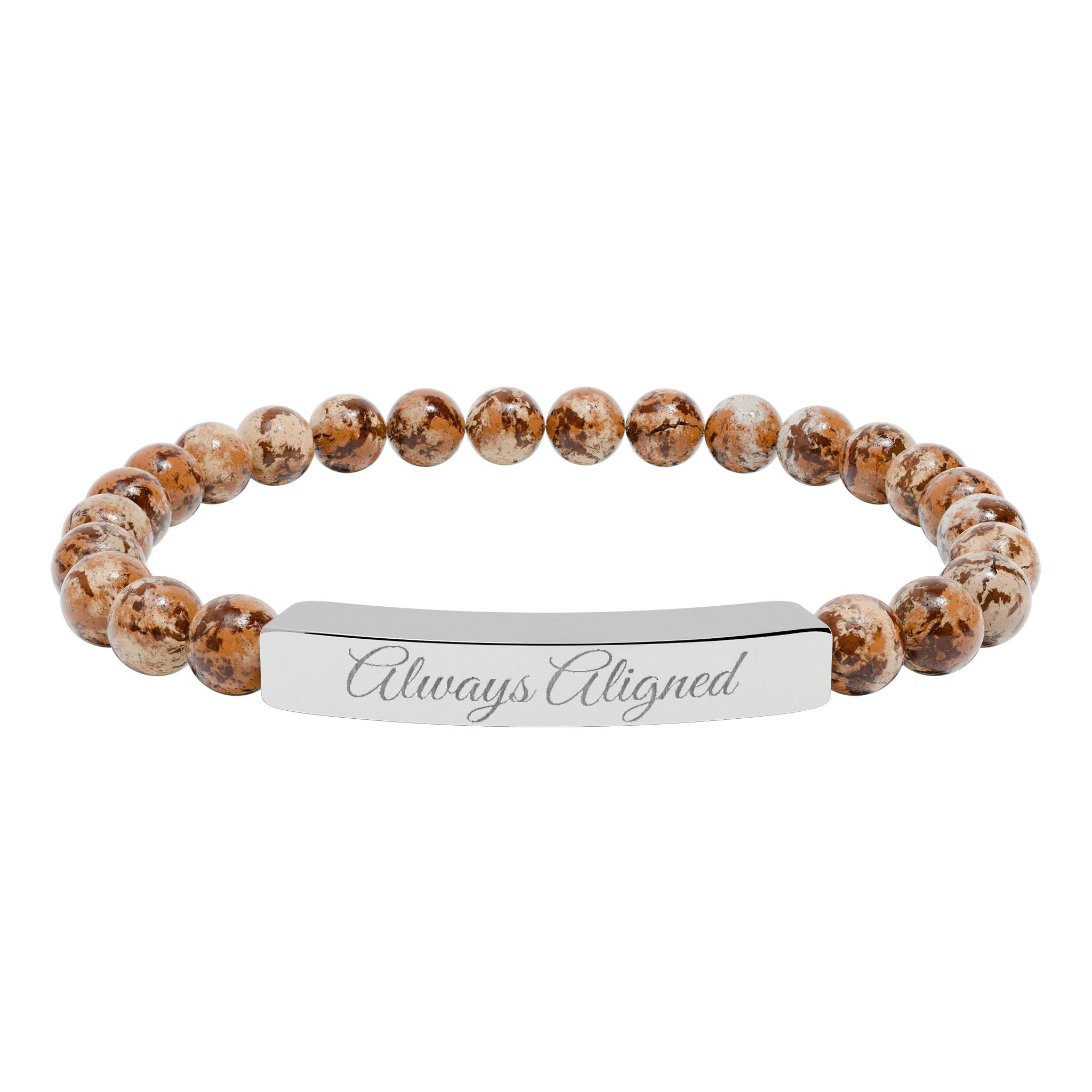 Always Aligned  —Engraved Natural Stone Stretch Bar Affirmation Bracelet
