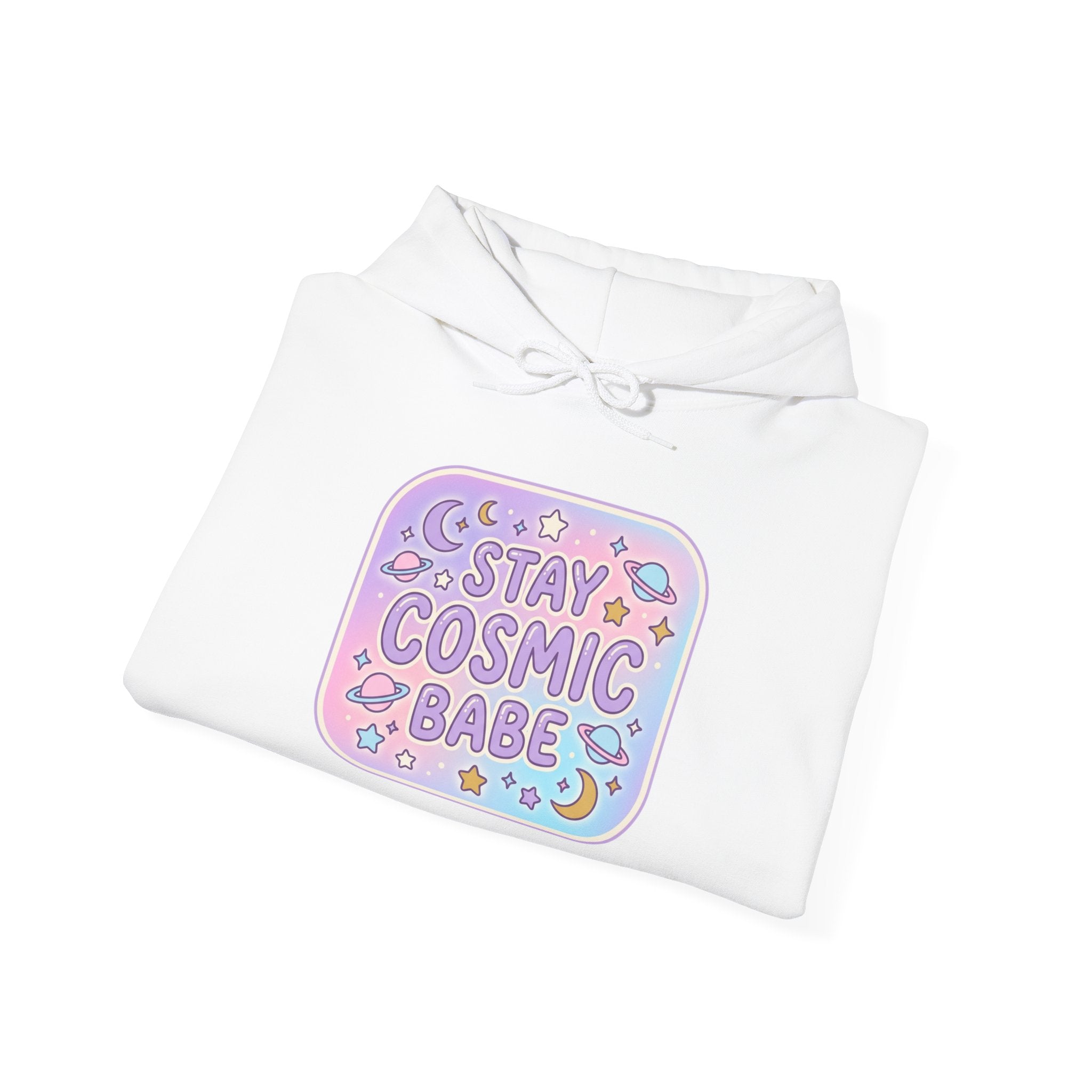 Hoodie — "Stay Cosmic Babe" Pastel Space Graphic Hoodie