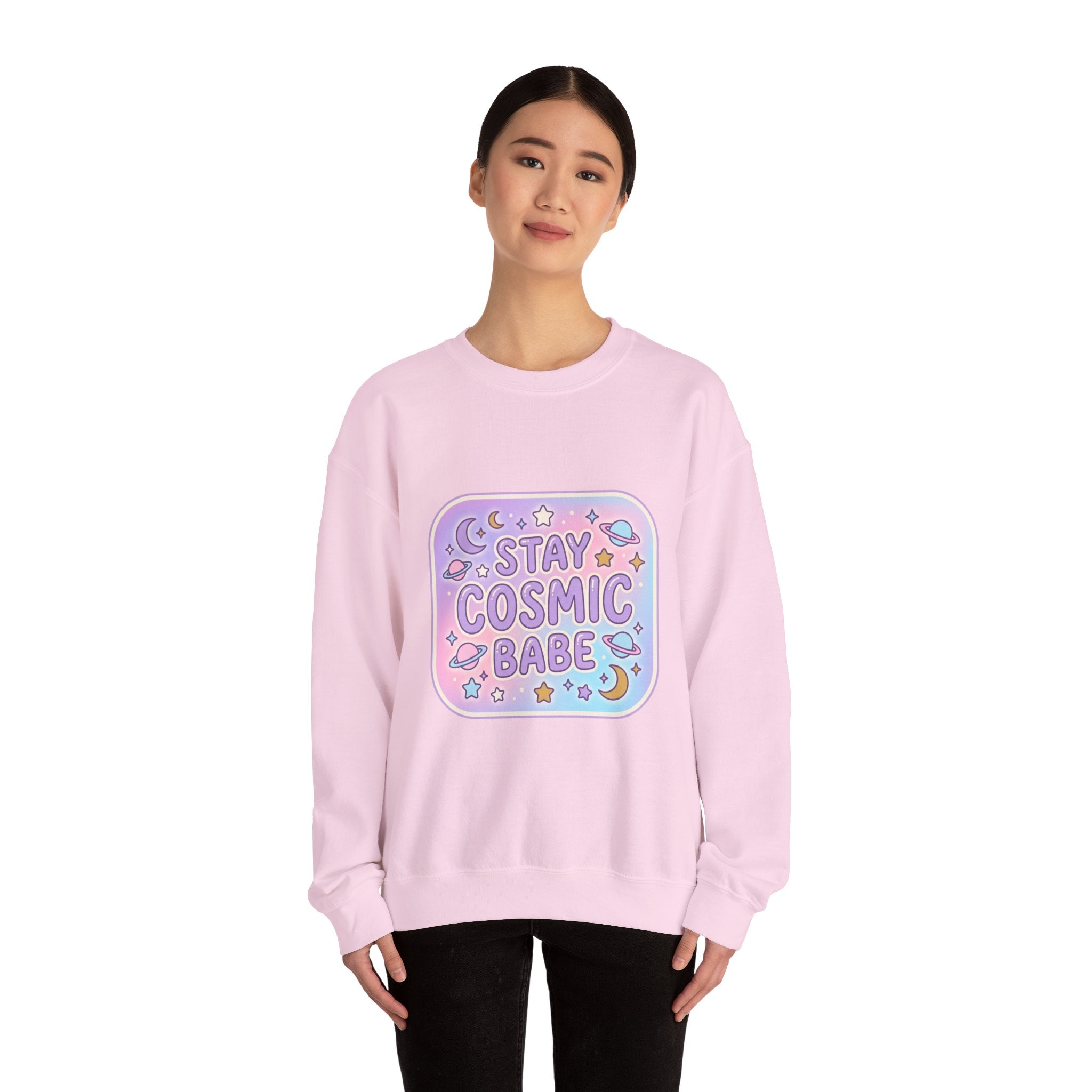 Stay Cosmic Babe Sweatshirt — Pastel Space Crewneck for Women & Teens