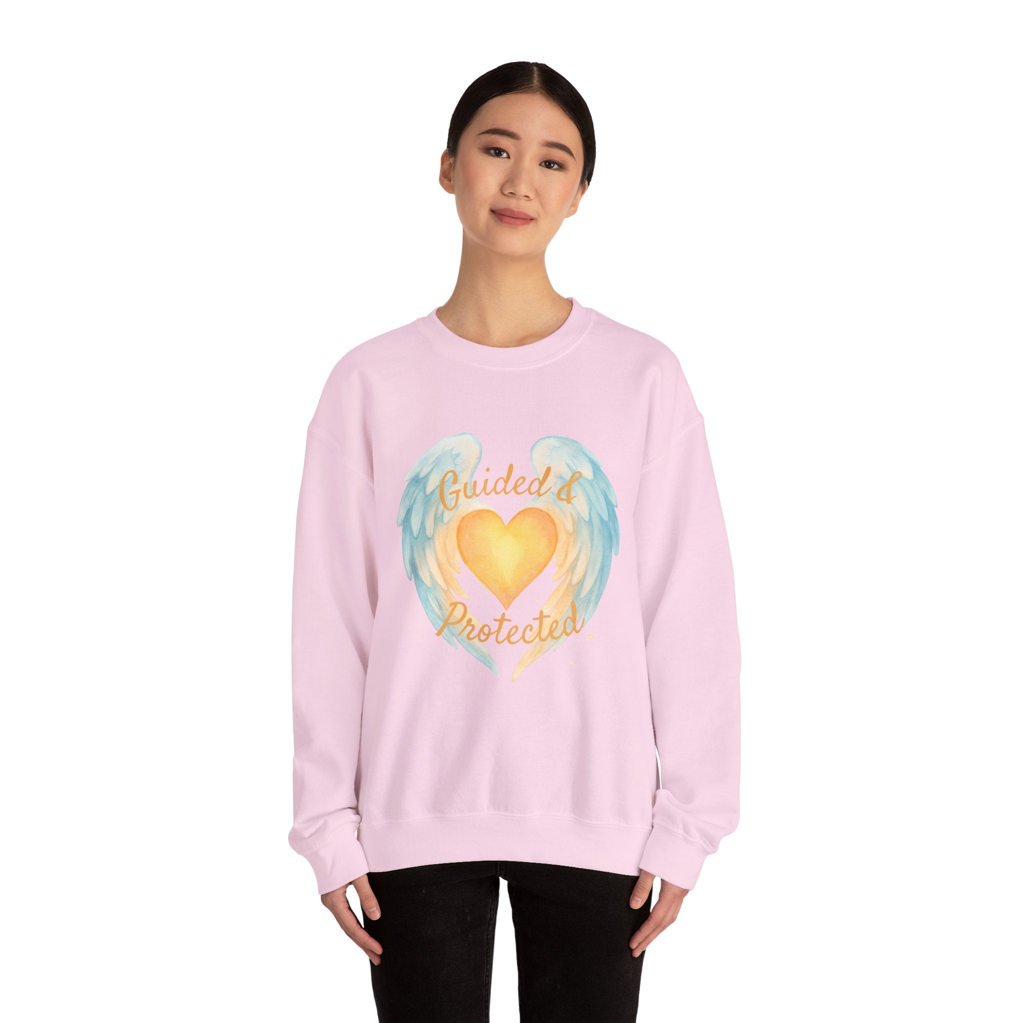 Angel Wing Heart Sweatshirt – "Guided & Protected" Spiritual Crewneck