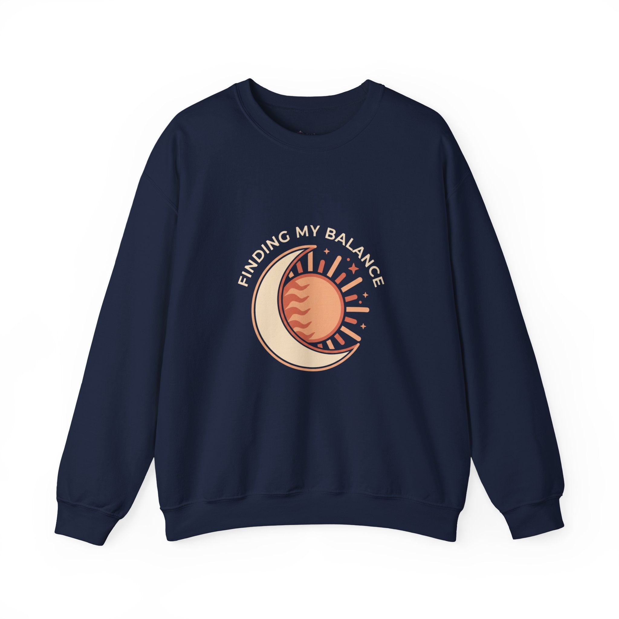 Sun & Moon Minimalist Crewneck Sweatshirt — "Finding my Balance"