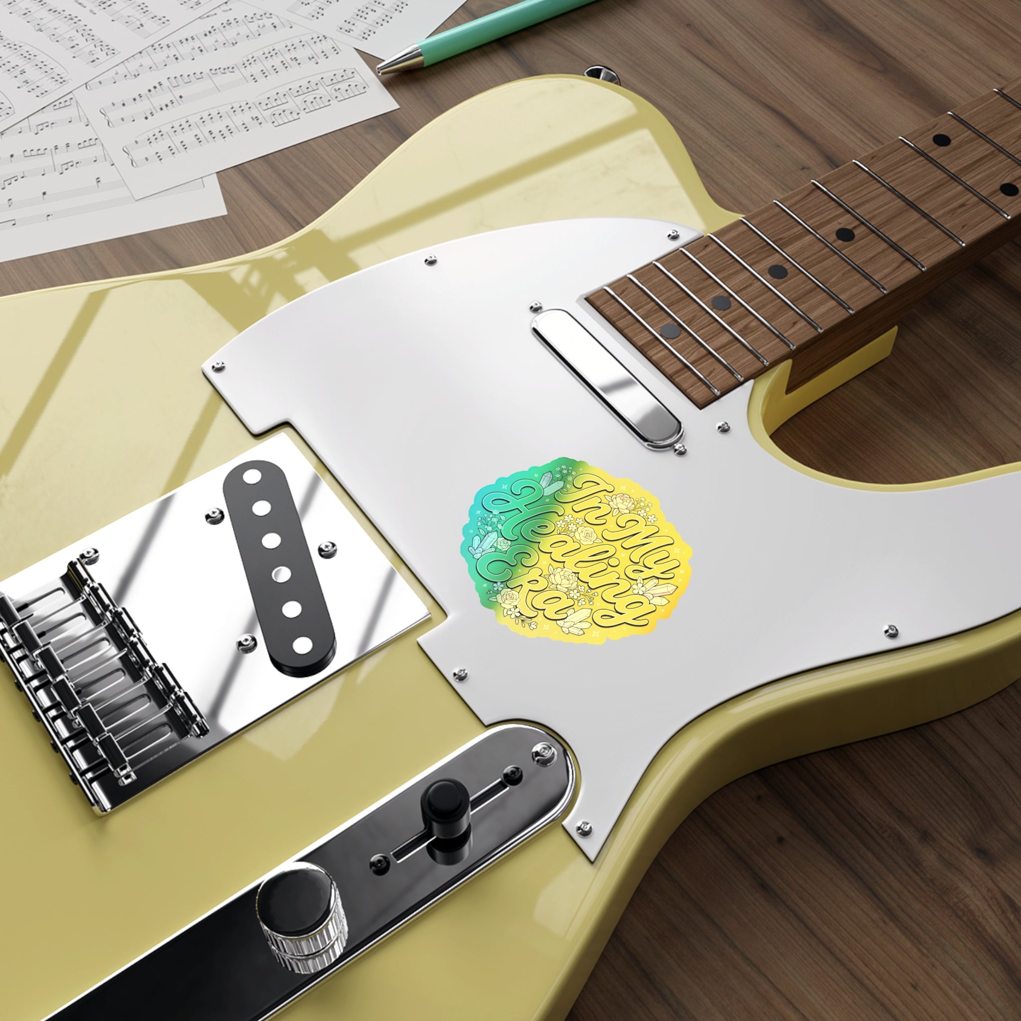 Holographic Die-Cut Sticker — "In My Healing Era" Rainbow Crystal Floral Decal