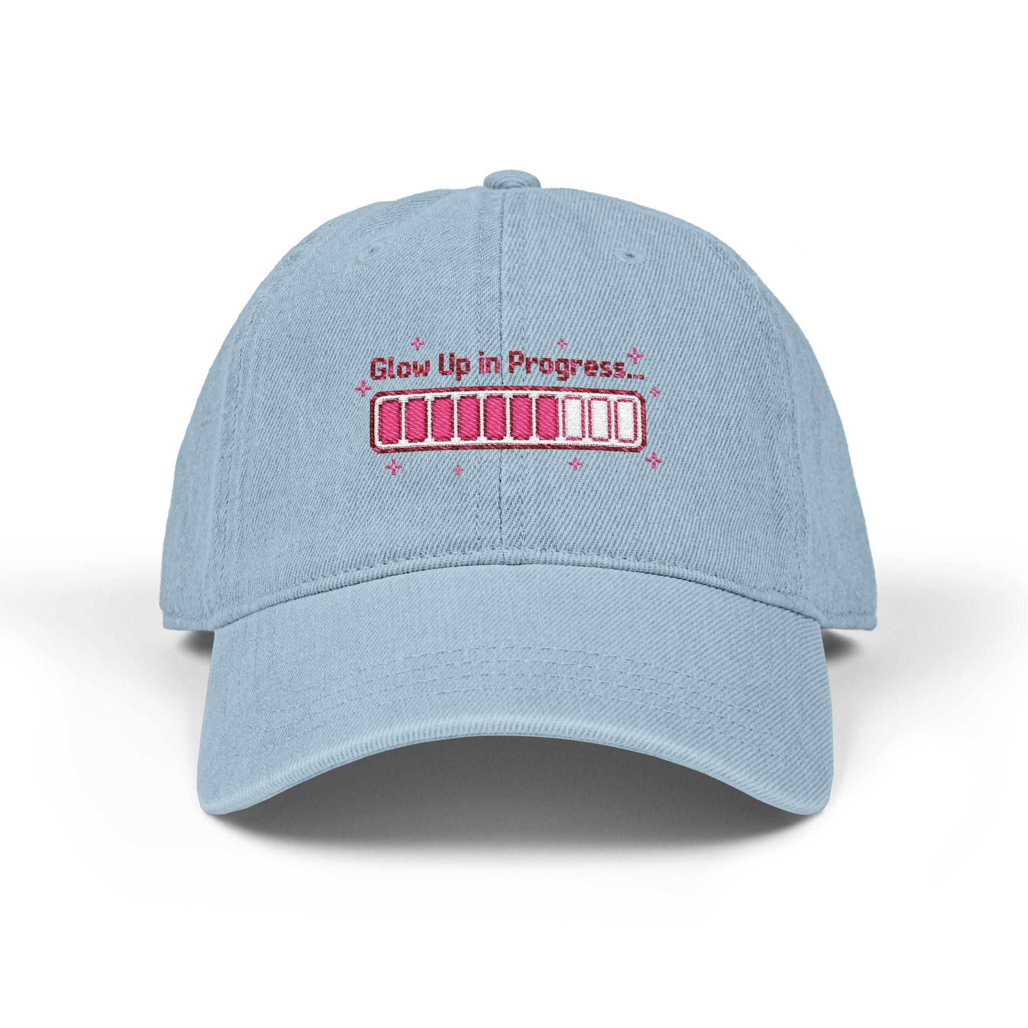 Y2K Glow Up In Progress — Demin Embroidered Baseball Cap
