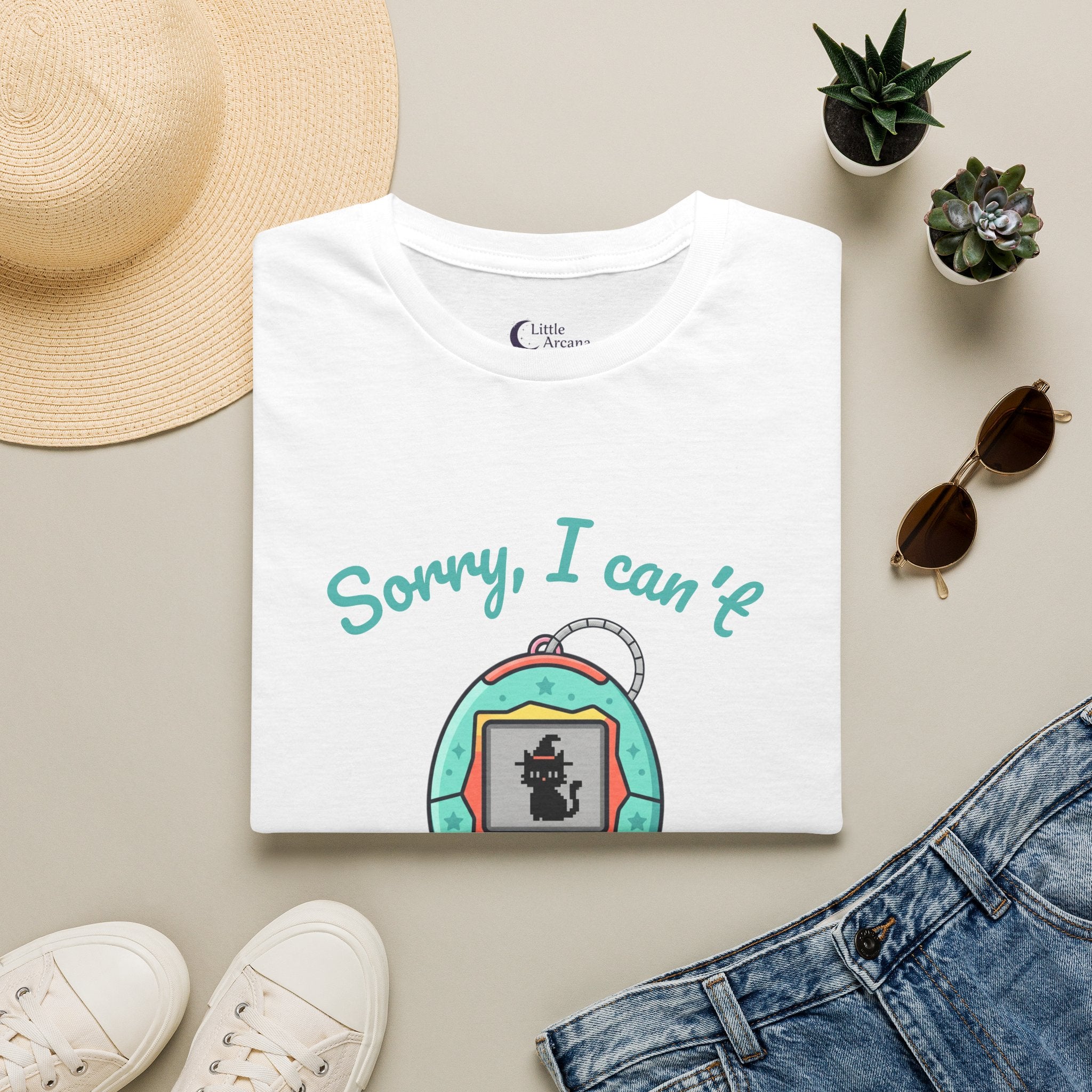 “Sorry, I Can’t I Have to Feed My Familiar” Cute Retro Virtual Pet — Unisex T-Shirt