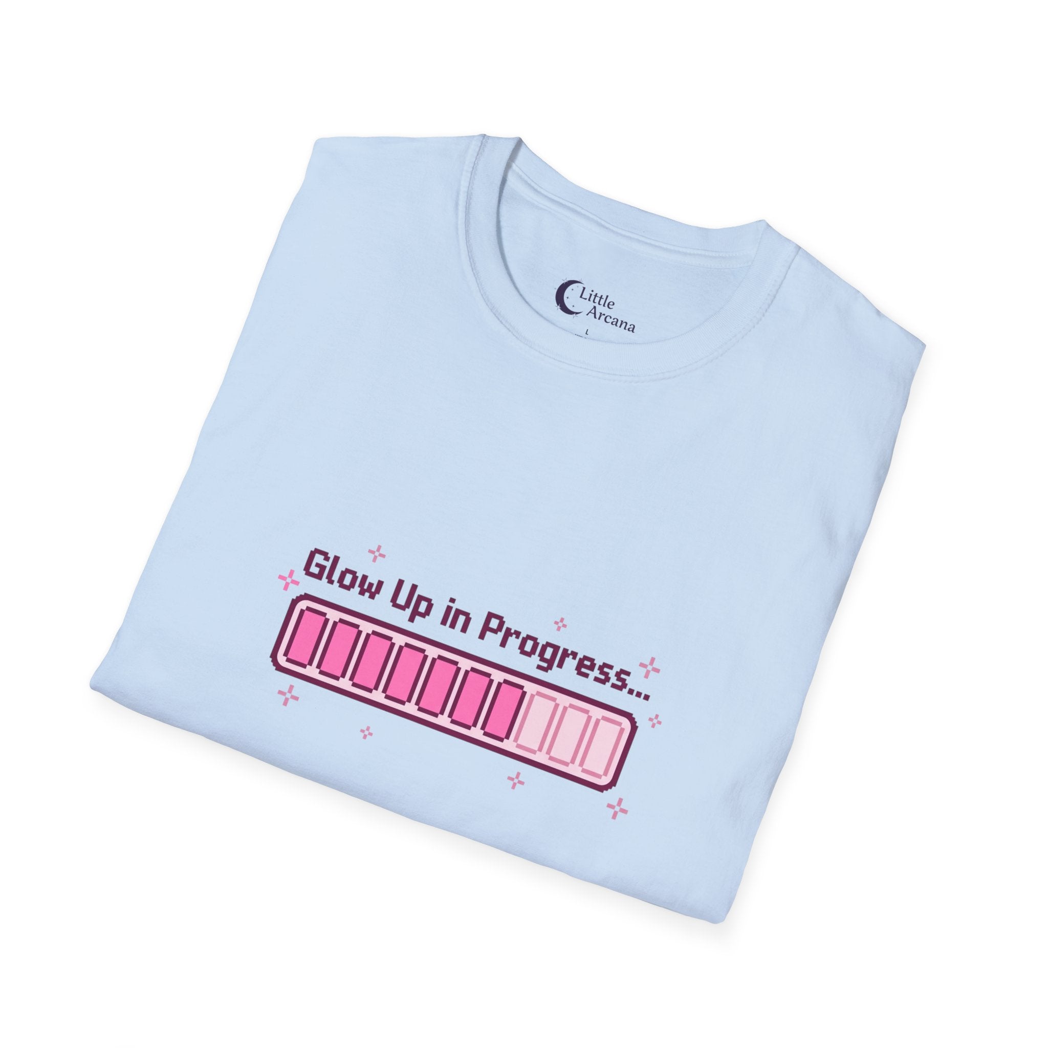 "Glow Up In Progress" Pink Loading Bar — Unisex T-Shirt