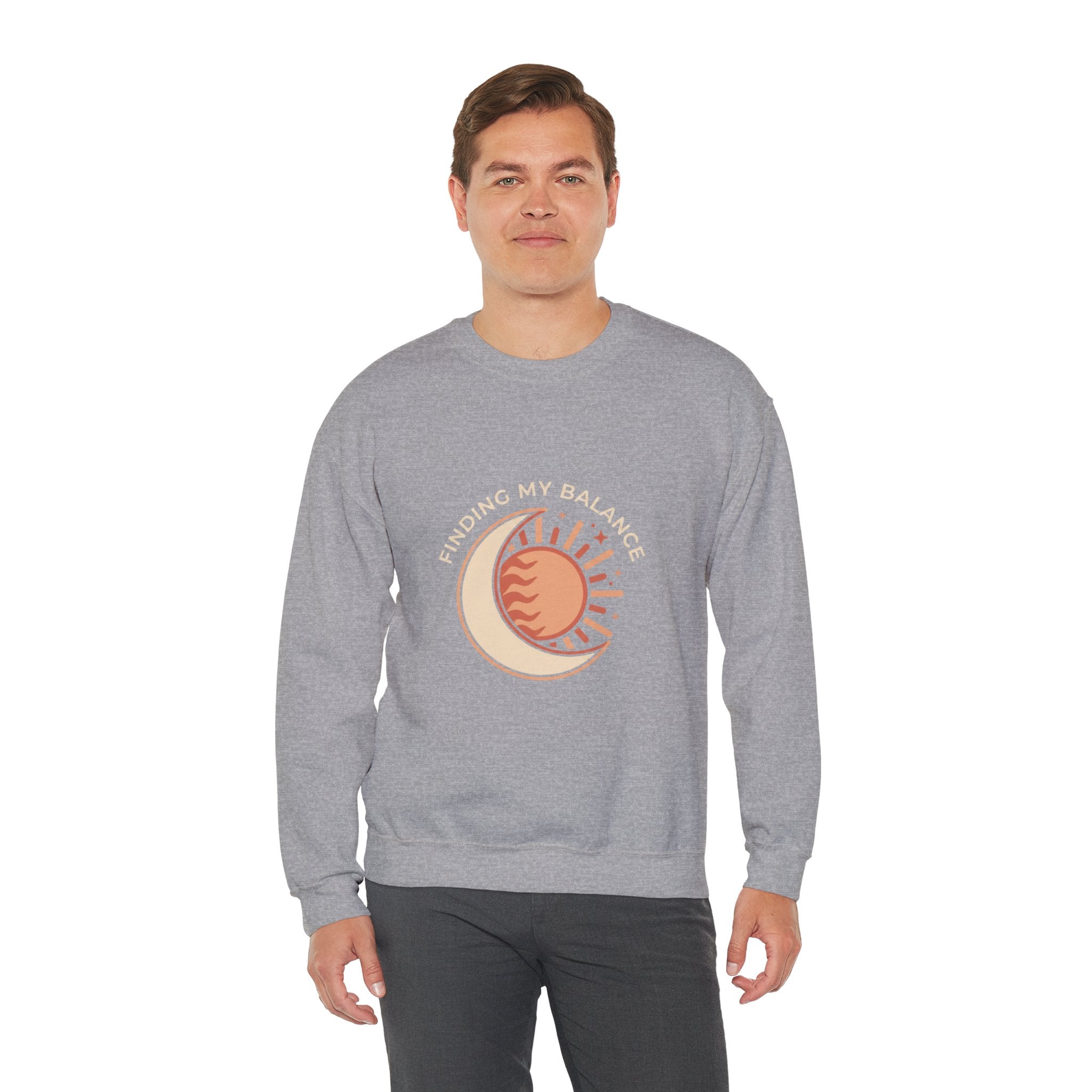 Sun & Moon Minimalist Crewneck Sweatshirt — "Finding my Balance"