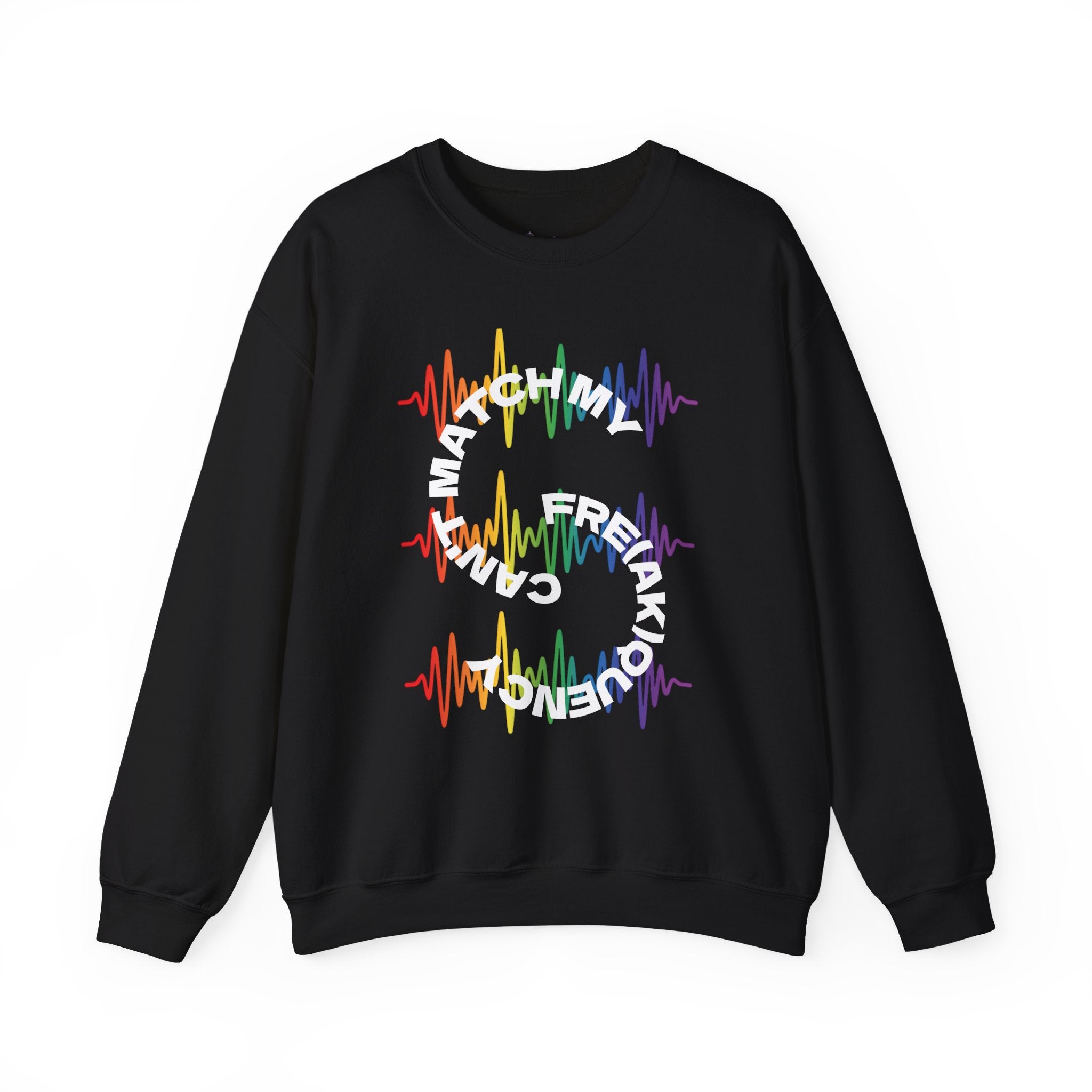 Rainbow Soundwave 'Can't Match  My Fre(ak)quency' Graphic — Crewneck Sweatshirt