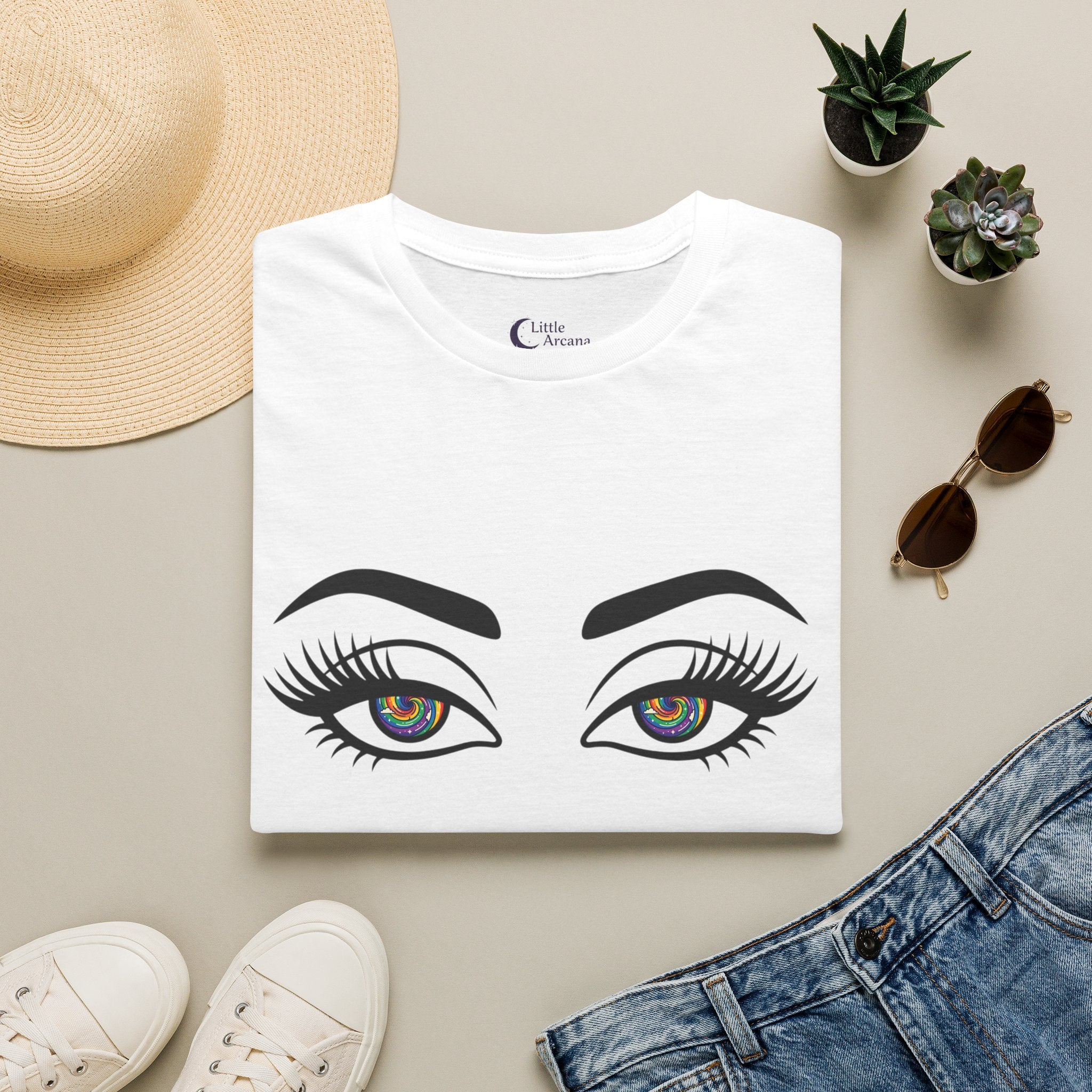 Hypnotic Eyes Graphic T-Shirt — Rainbow (Air)