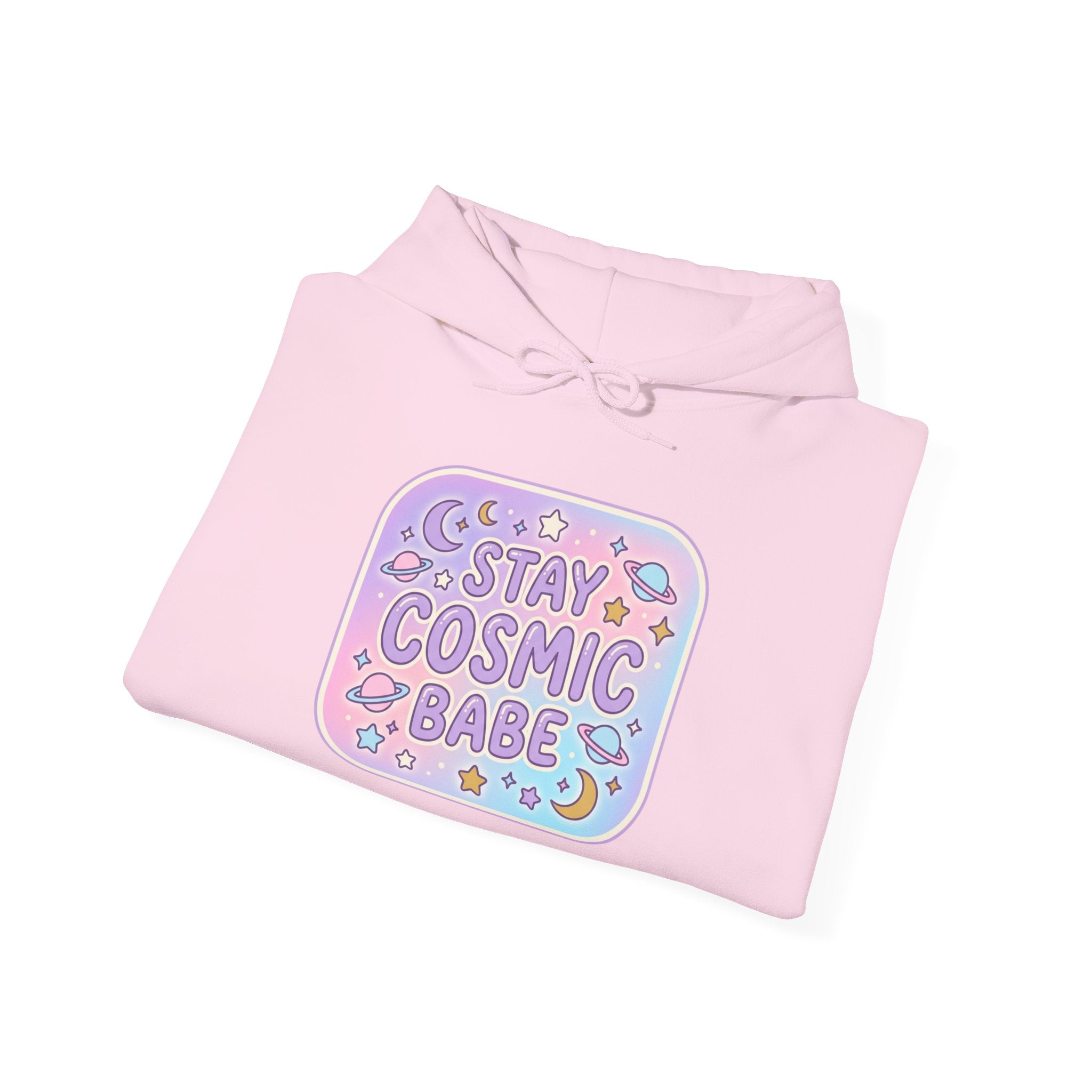 Hoodie — "Stay Cosmic Babe" Pastel Space Graphic Hoodie