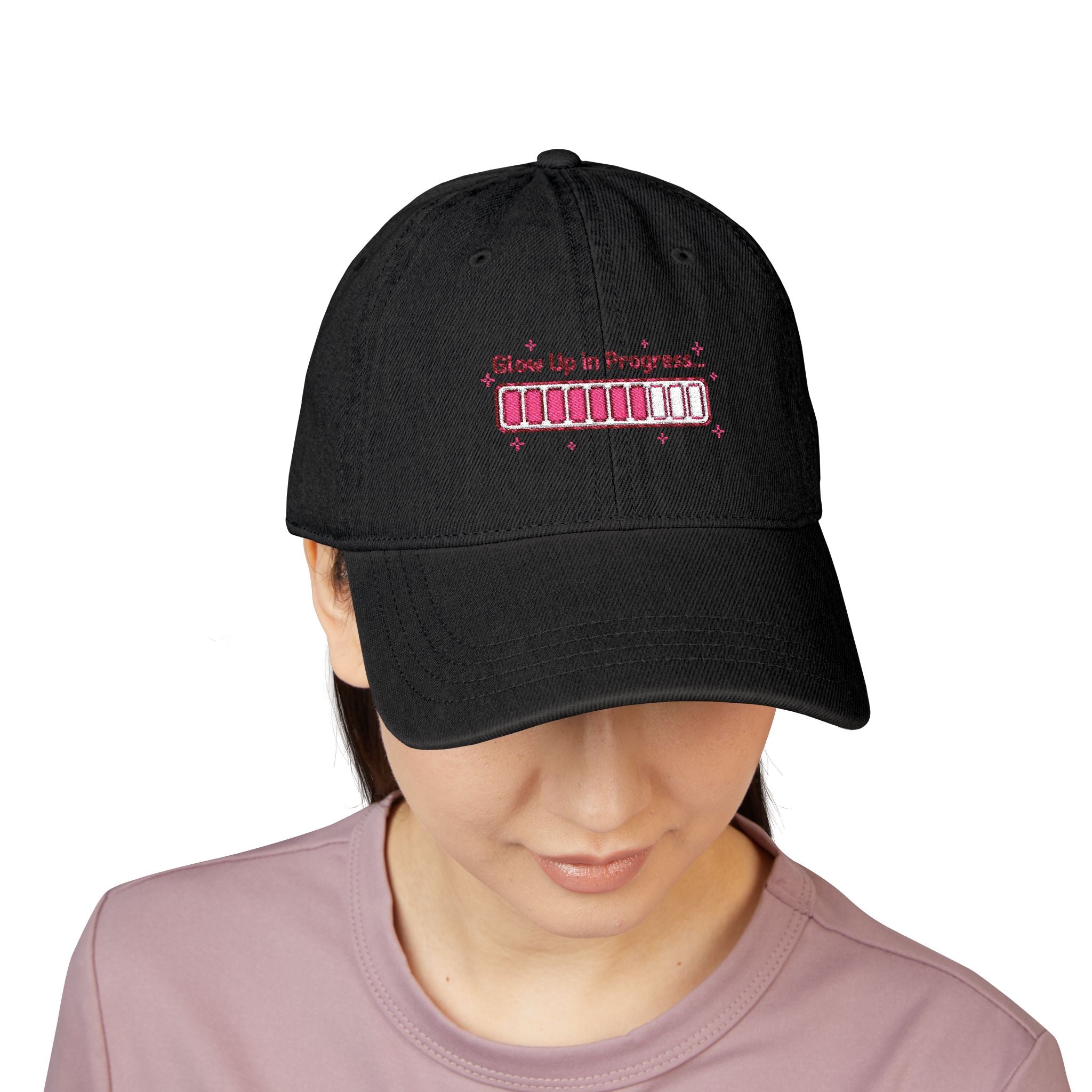 Y2K Glow Up In Progress — Demin Embroidered Baseball Cap