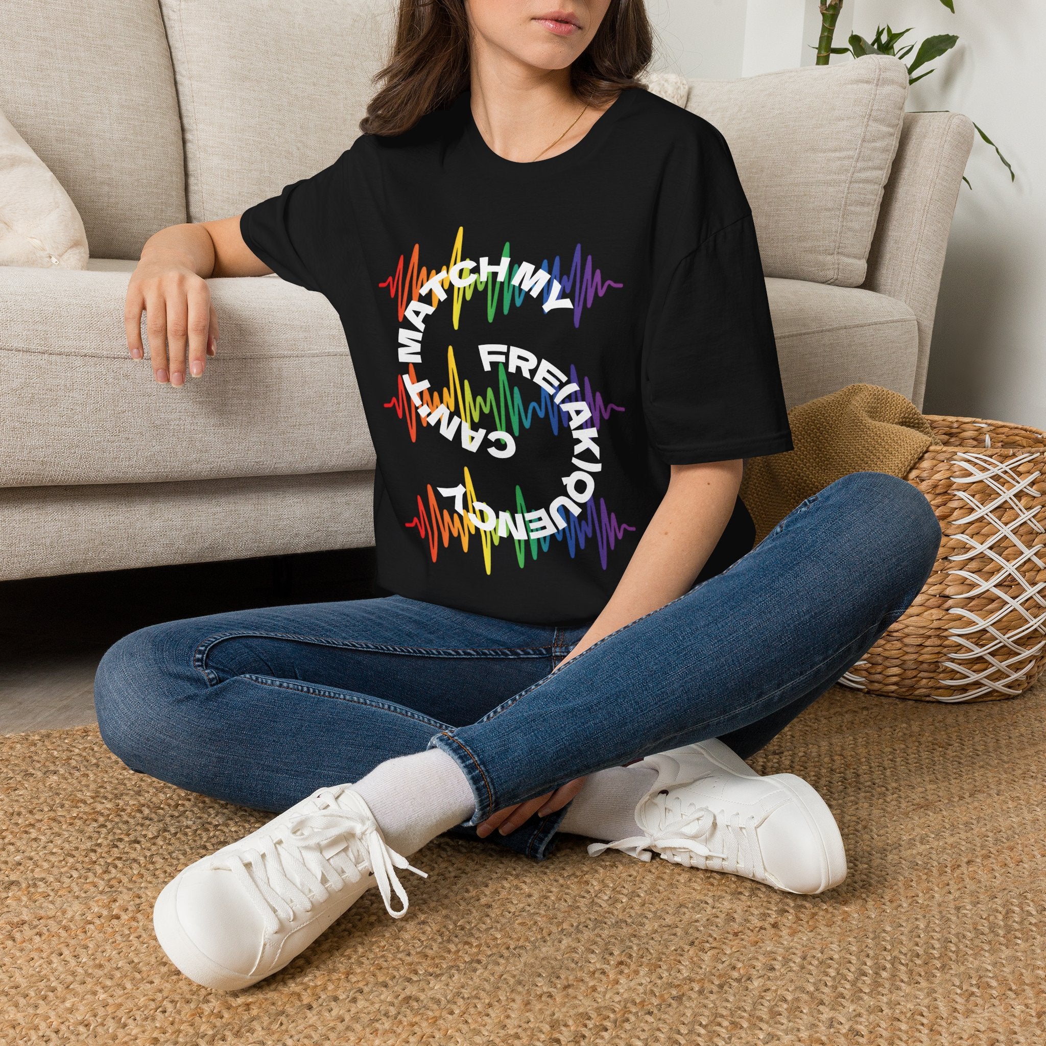 Rainbow Soundwave 'Can't Match  My Fre(ak)quency' Graphic — Unisex T-Shirt